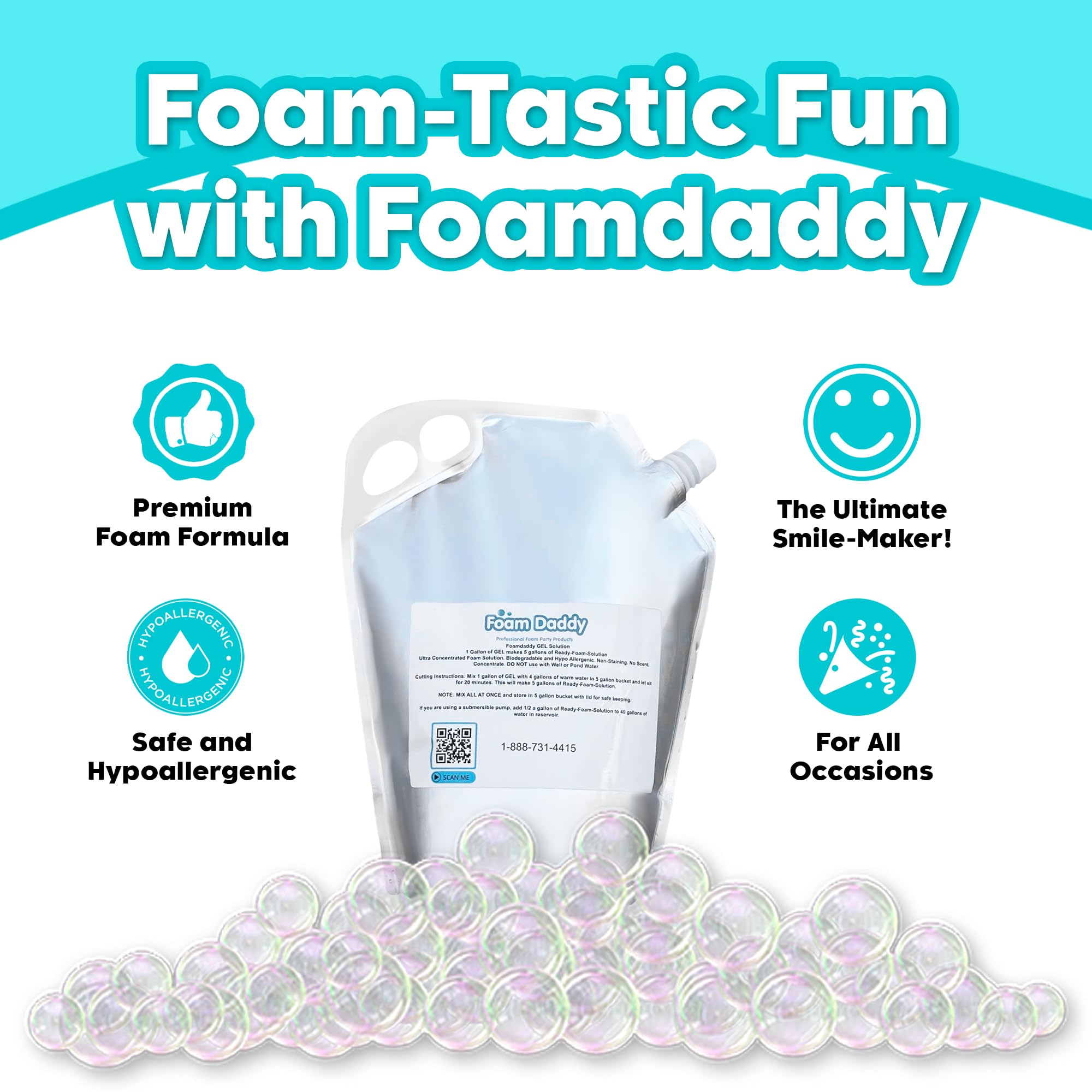 Foamdaddy Professional Strength Ultra-Concentrated Gel - Makes 300-400 Gallons Of Foam Party Fun - High Stacking, Hypoallergenic