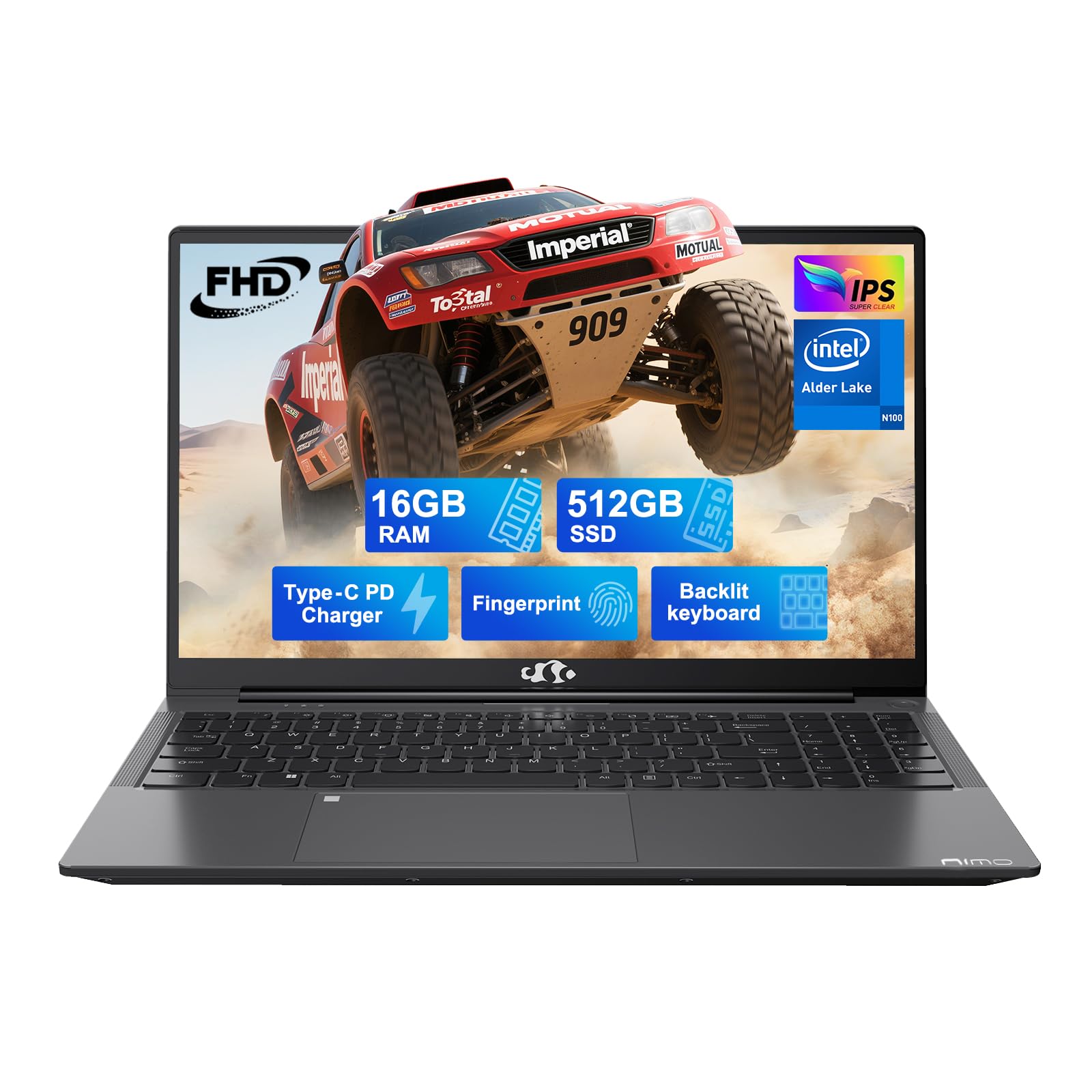 NIMO 15.6 IPS FHD-Laptop, Intel Pentium Quad Core N100 16GB RAM 512GB SSD (Beat i3-1115G4, Up to 3.4GHz) Computer with Backlit K