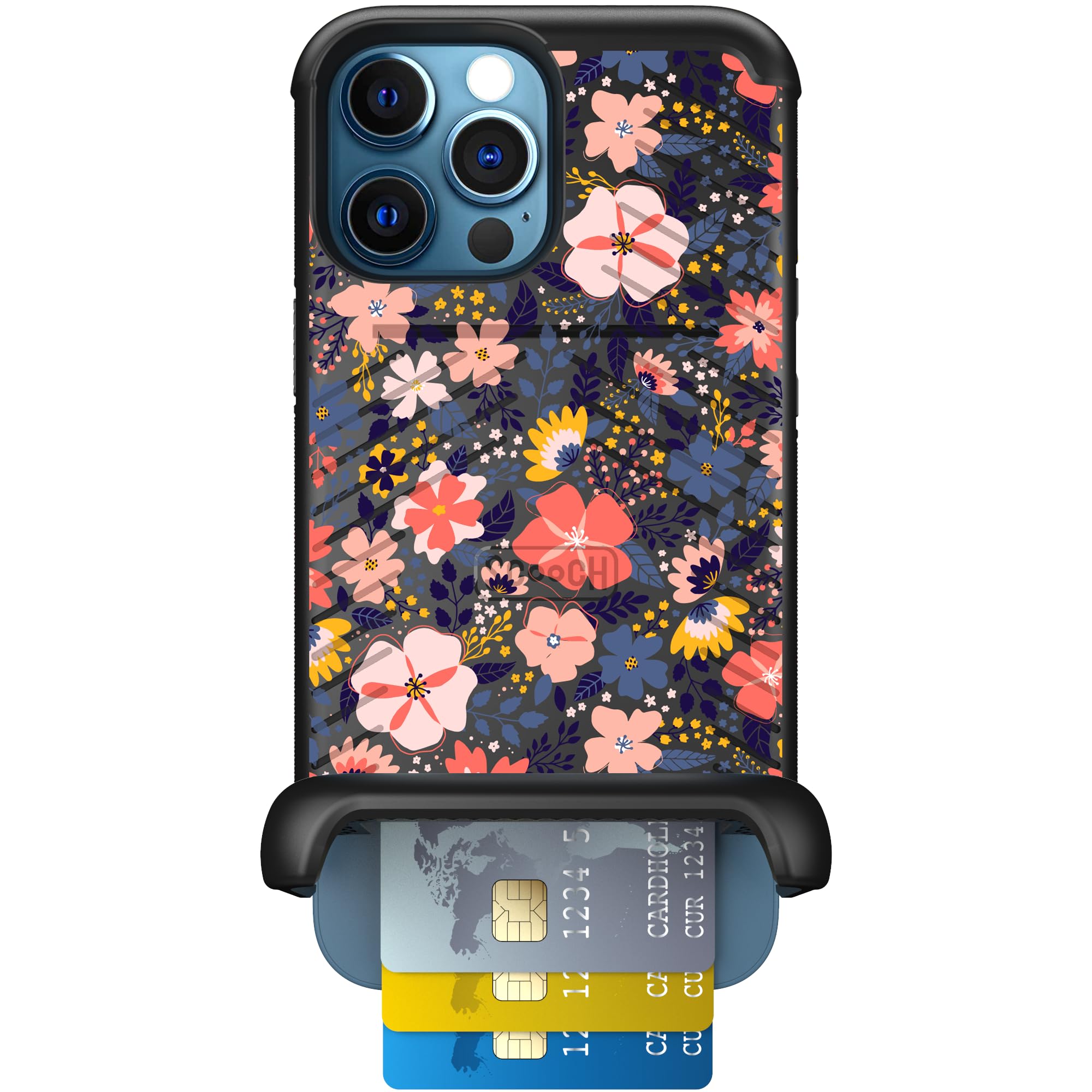 Scooch for iPhone 12 Pro Max Case with Card Holder, Wingmate Wallet Case with Hidden Card Slot and RFID Protection for 3 Cards, 