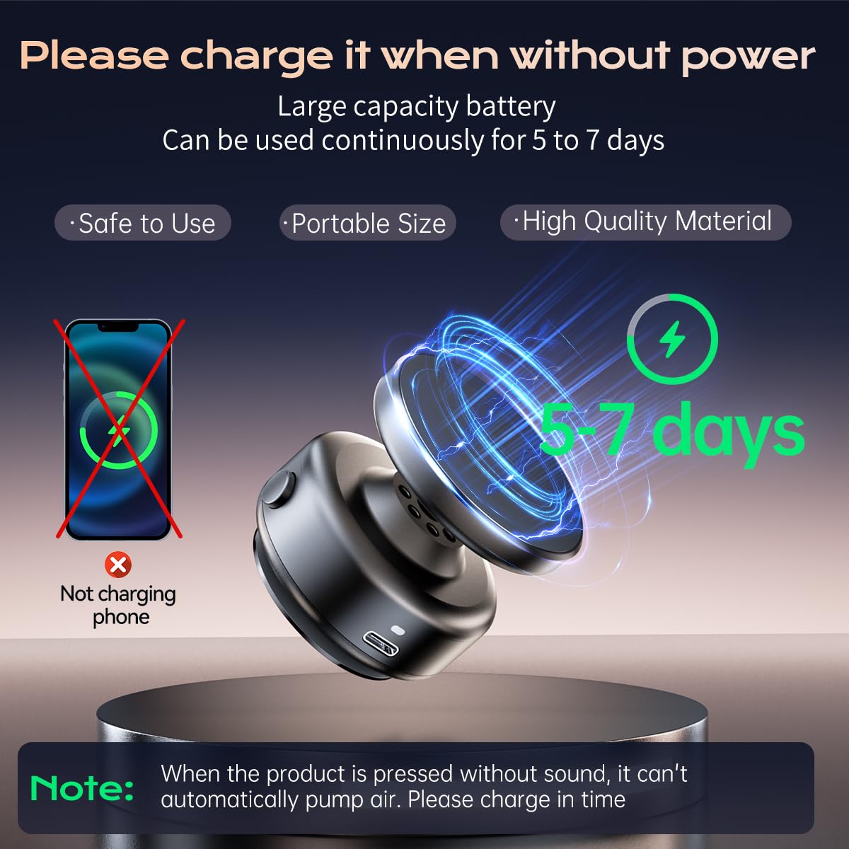 Magnetic Phone Holder, 360Rotation Car Phone Mount, Electric Vacuum Strong Magnet For Any Smooth Surface Kitchen Mirror Gym,Cell