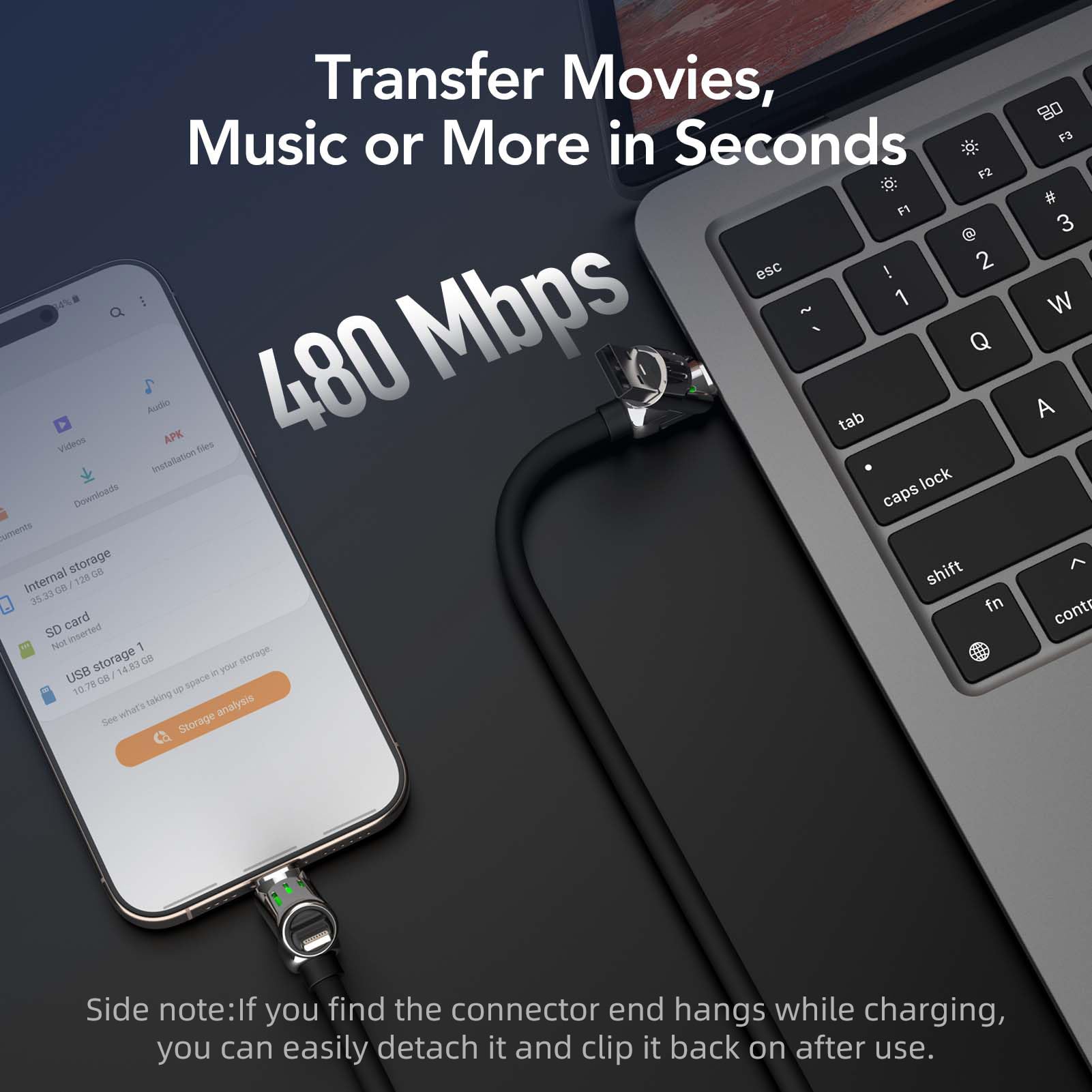 Mfish 4-In-1 Universal Usb Charging Cable With Carrying Case - 240W Max Fast Charger Cord, Usb-A, Dual Usb-C & Lighting, For Iph