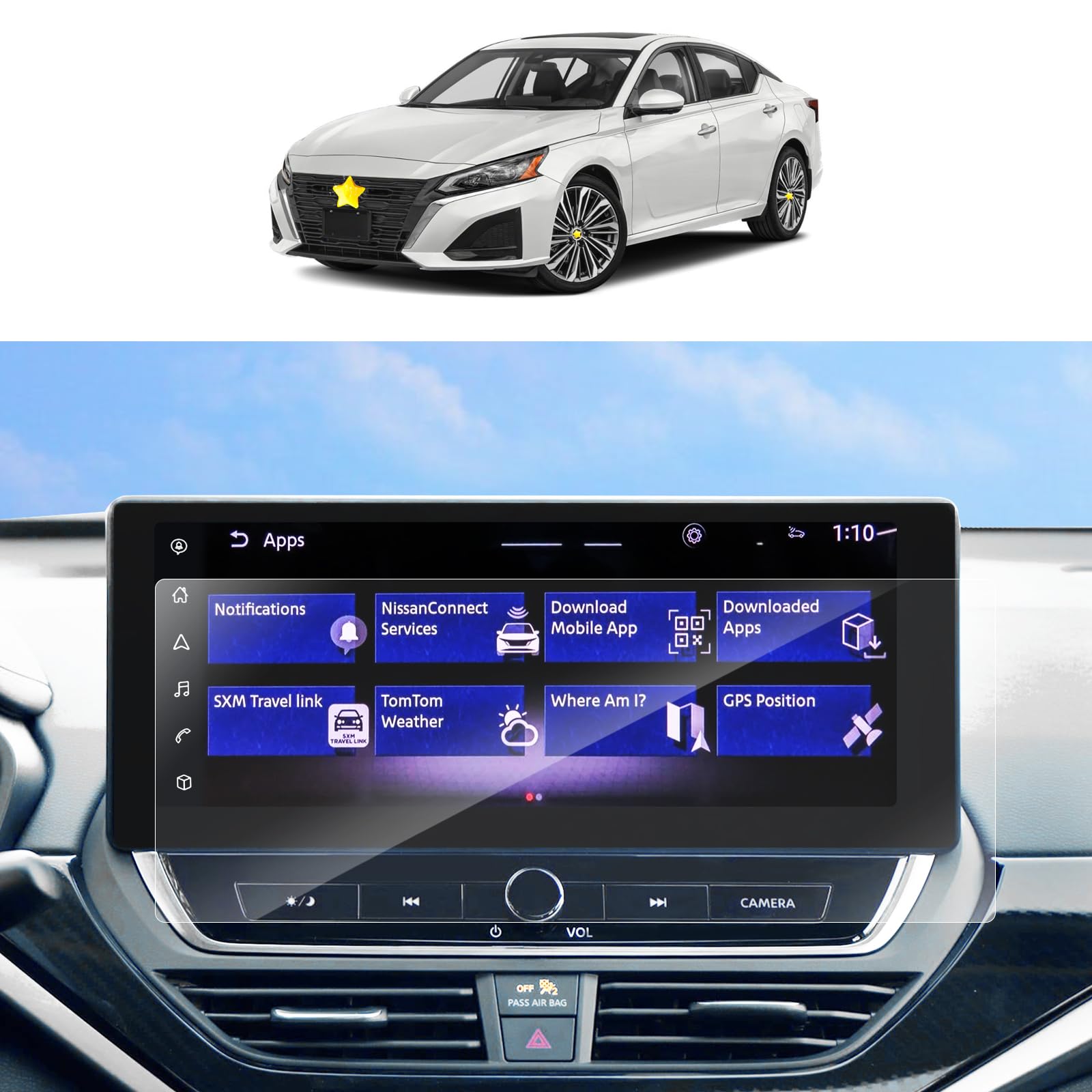 Sktu (2Pcs 2023 2024 2025 Altima Screen Protector For 2023 2025 Nissan Altima 12.3 Inch Navigation High Clarity Anti Scratch 2024 Altima Accessories