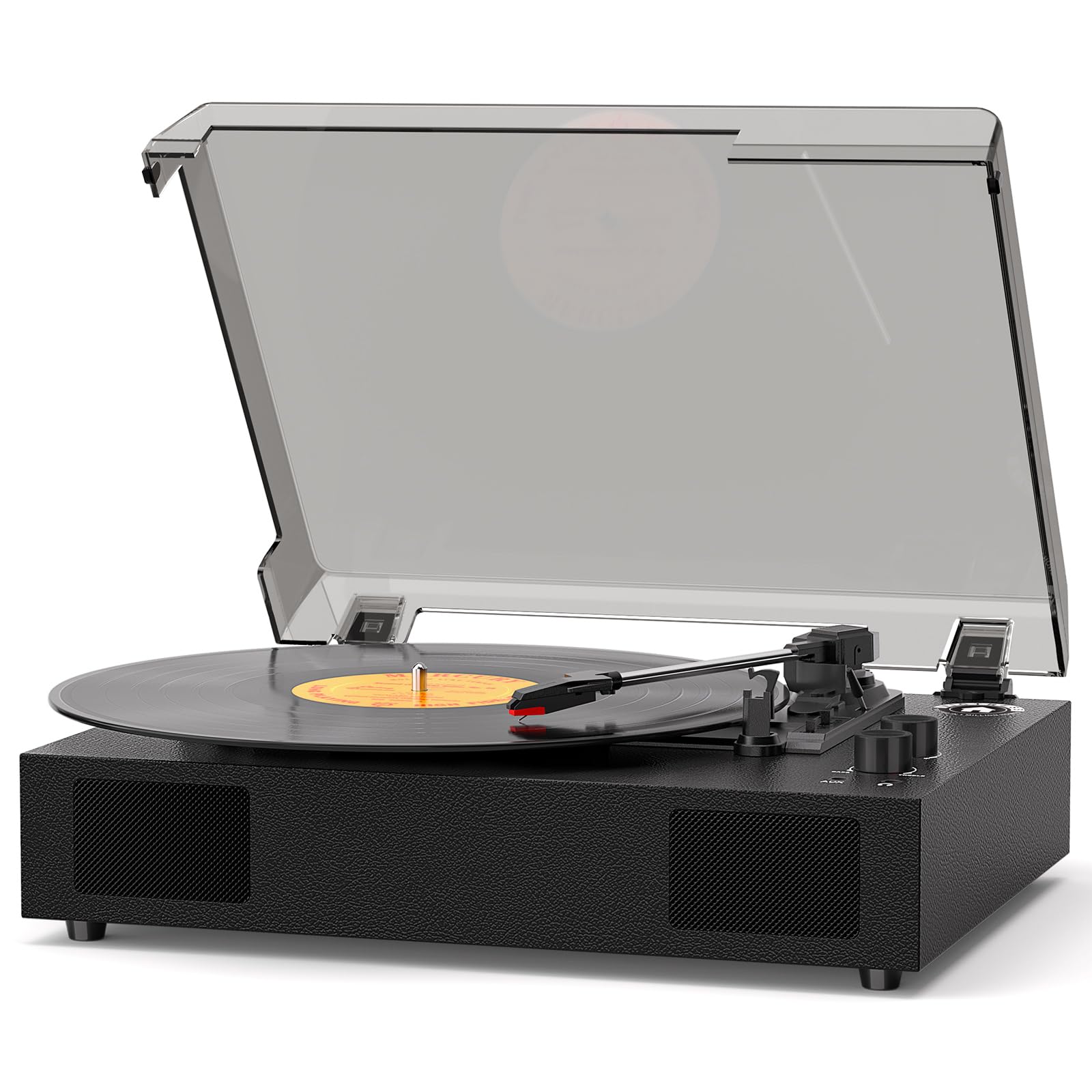 VICTRESS Vintage Vinyl Record Player with Built-in Stereo Speakers, Bluetooth Turntable for Vinyl Records with Bass & Treble Con