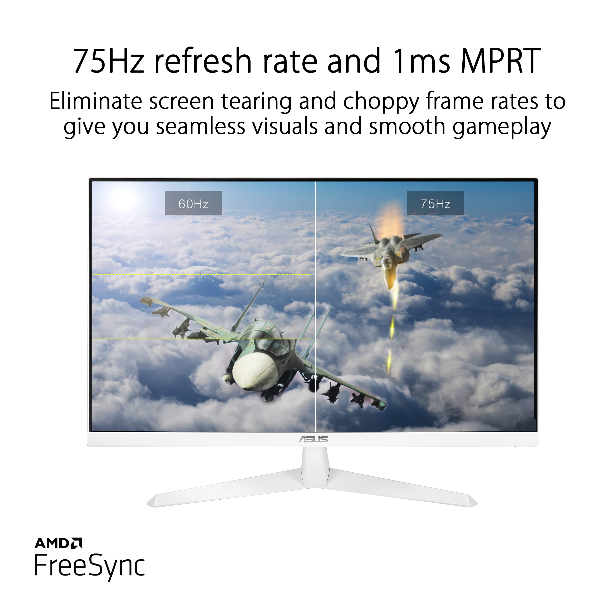 Asus Vy279He W 27    1080P Monitor   White, Full Hd, 75Hz, Ips, Adaptive Sync/Freesync, Eye Care Plus, Color Augmentation, Rest