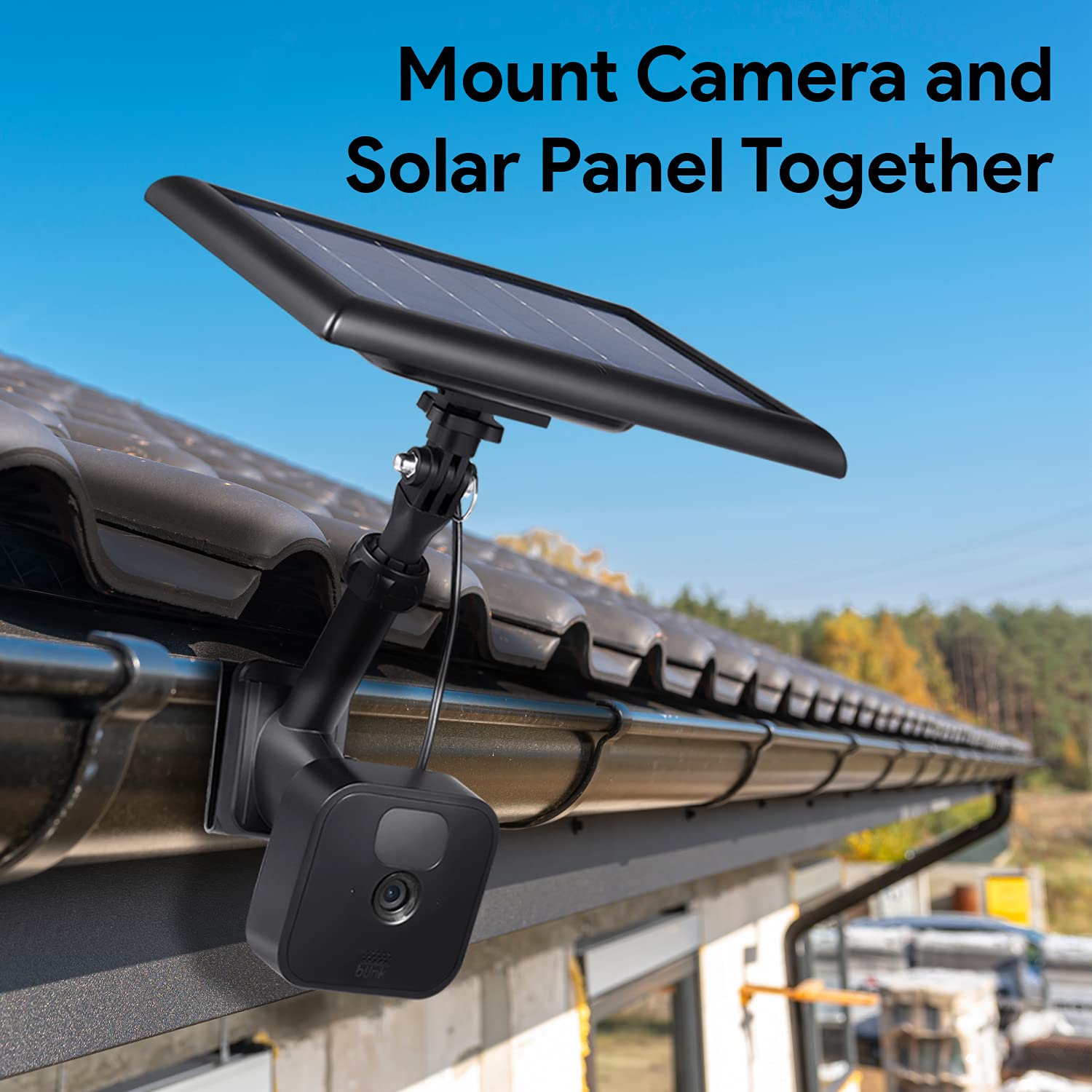 Wasserstein 2 In 1 Universal Gutter Mount For Camera & Solar Panel Compatible With Wyze, Blink, Ring, Arlo, Eufy Camera (Black)