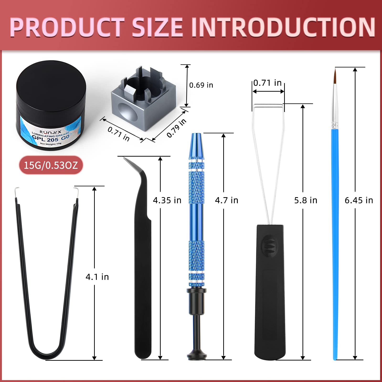 Yimagujrx Runjrx Keyboard Switch Lube Kit Gpl 205G0 0.53Oz/15G, Switch Opener For Cherry Mx Gateron Ttc Holy Pandas Switch,Switc