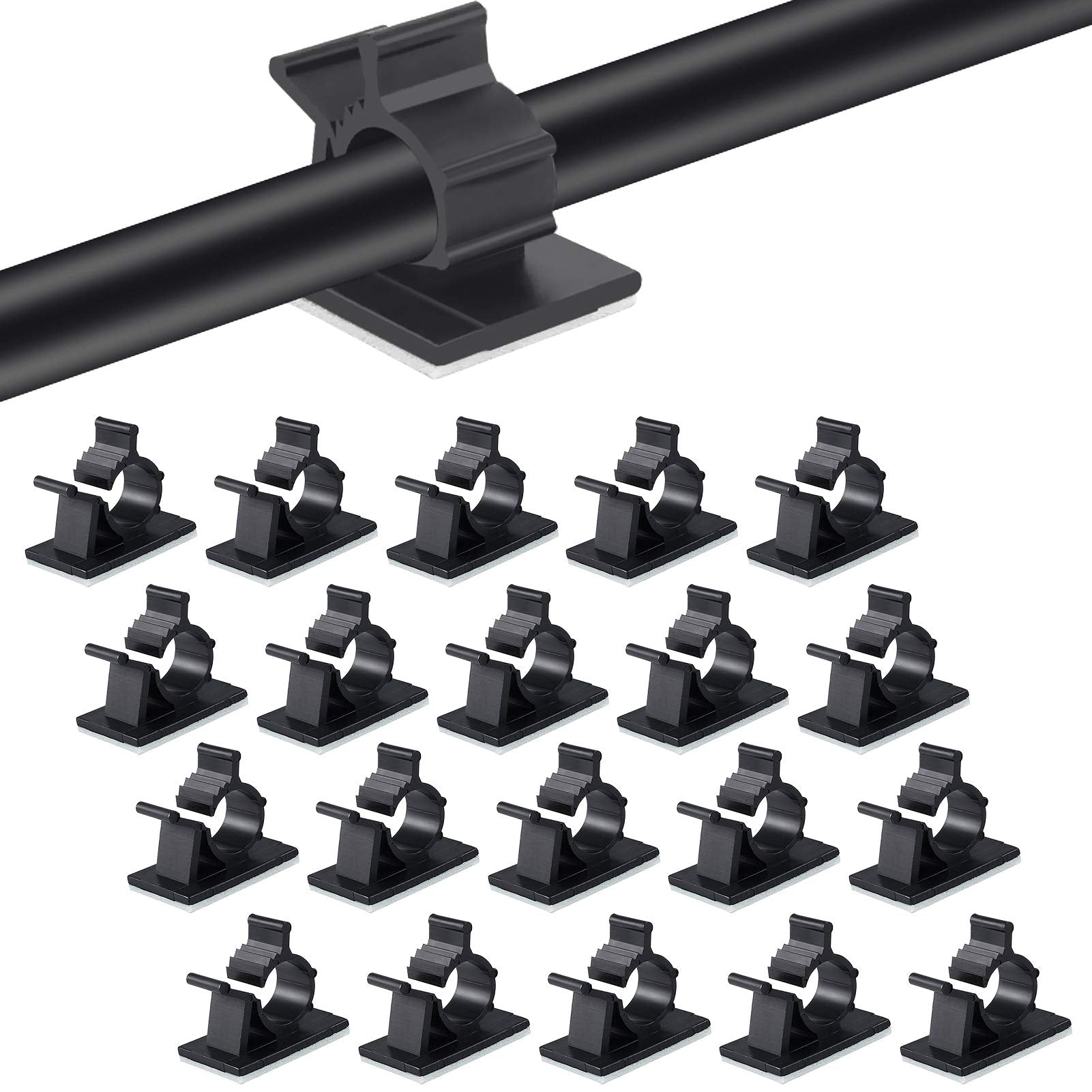 Viaky 30 Pcs Black Cable Wire Clips Adjustable Nylon Wire Holder Adhesive Cable Management Suitable For Maximum Diameter 0.5 Inc