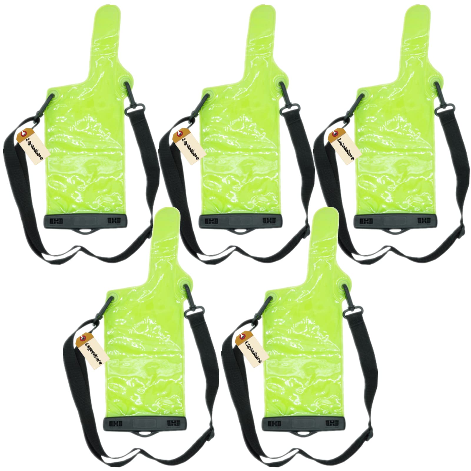 Lsgoodcare 5Pcs Portable Two Way Radio Waterproof Rainproof Bag Case Pouch Compatible With Motorola Kenwood Midland Uv 3R Uv 5R Px 888 Walkie Talkie Radio,5 Inch X 13.8 Inch, Green
