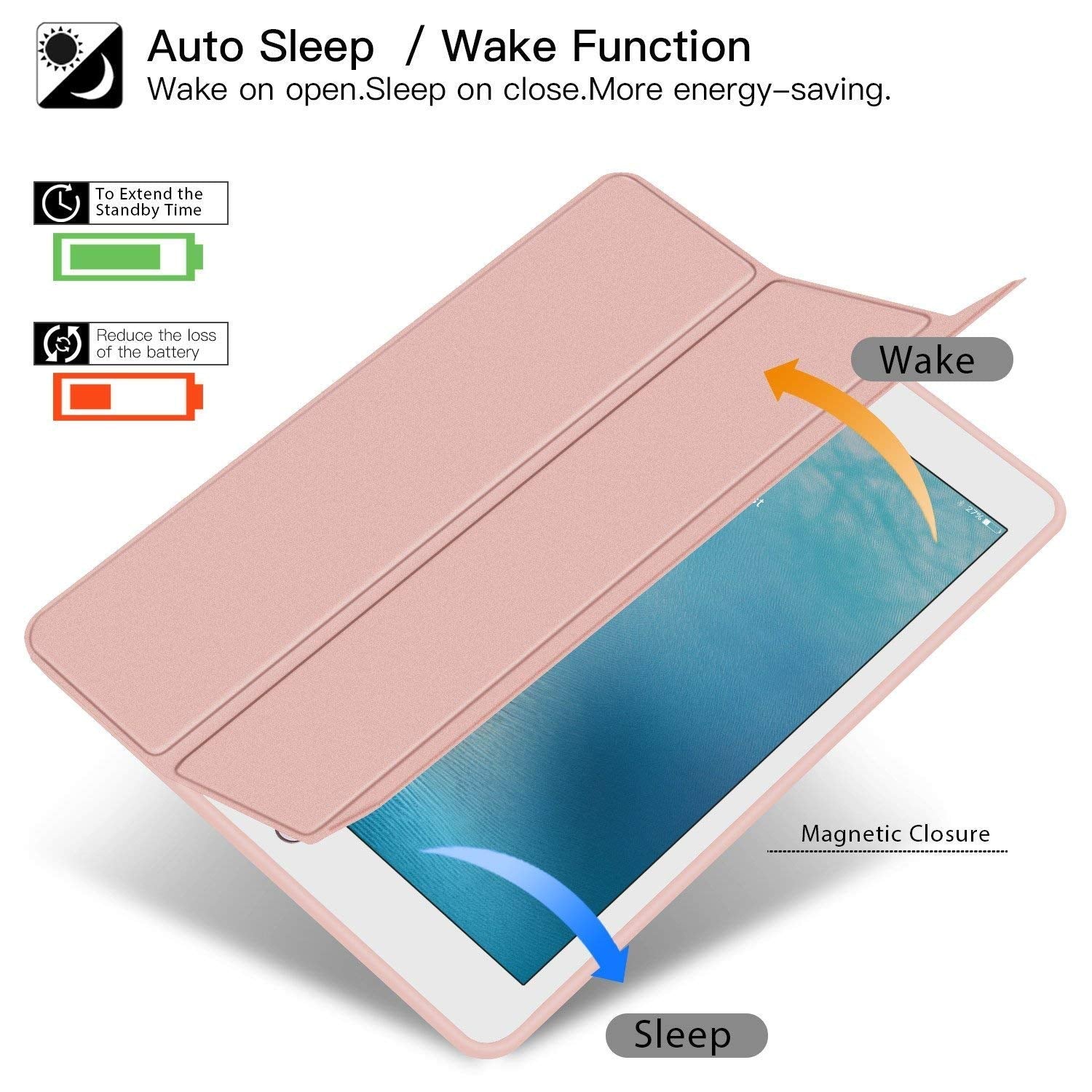 Ztotopcases For Ipad Pro 12.9 Inch 2017/2015 (1St & 2Nd Generation) With Pencil Holder, Lightweight Soft Tpu Back Cover + Auto S