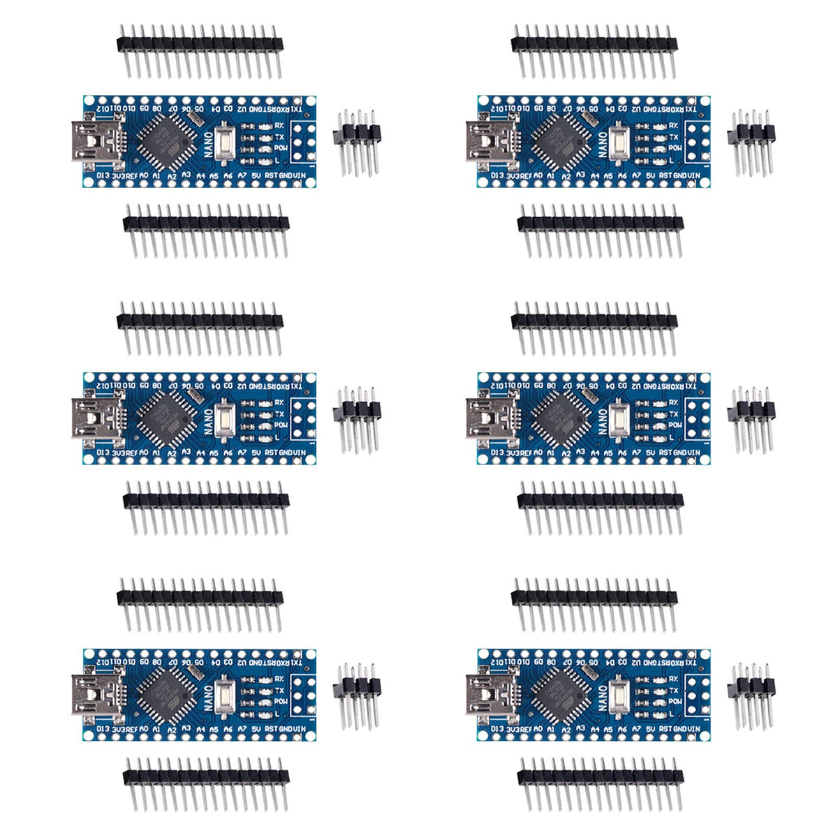 Aceirmc For Arduino Nano V3.0, Nano Board Ch340/Atmega328P Without Usb Cable, Compatible With Arduino Nano V3.0 (6 Pack)