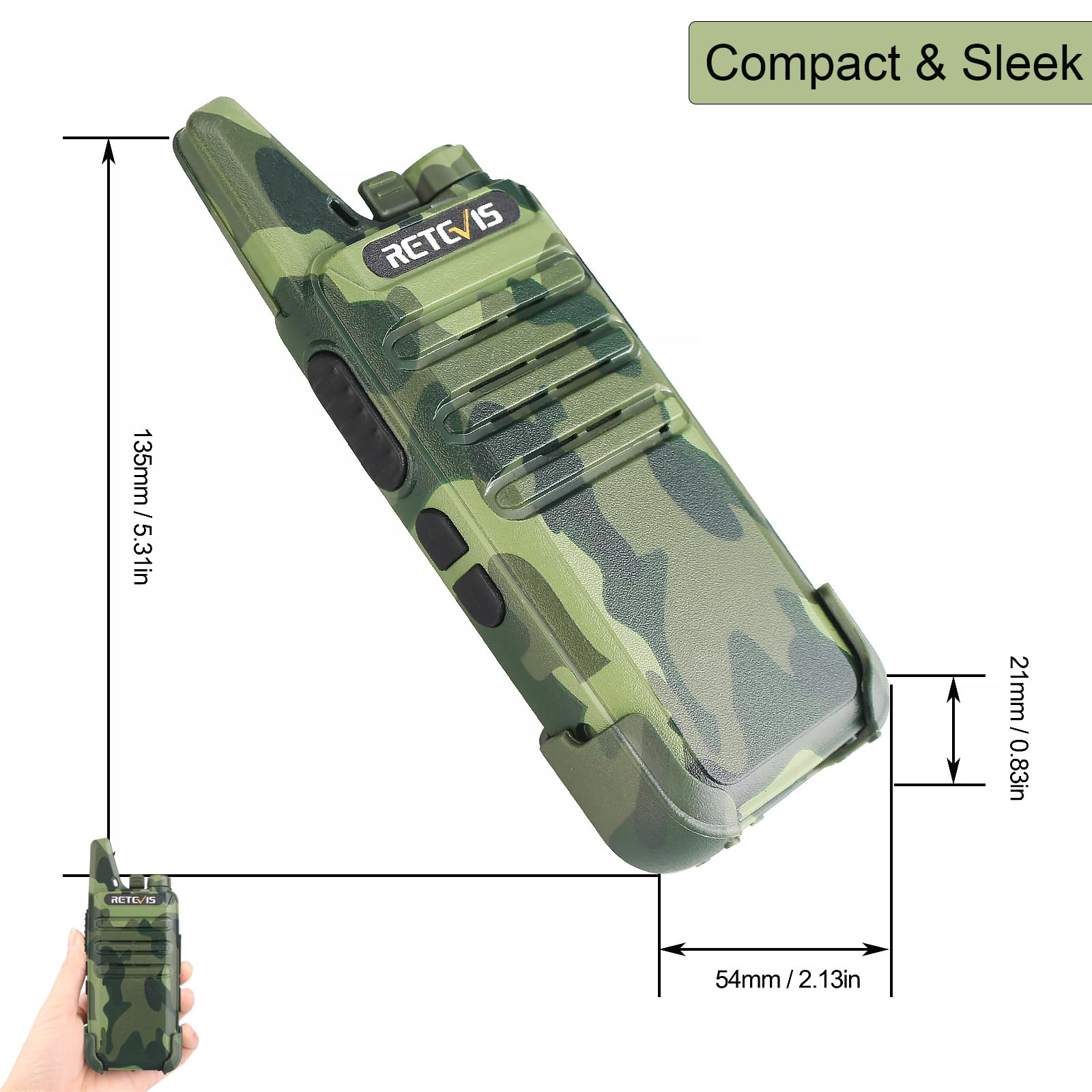 Retevis Rt22 Walkie Talkies With Earpiece, Portable Frs Two Way Radios, Camouflage, Compact, Lightweight, Vox Hands Free, Handheld 2 Way Radio With Headsets(10 Pack)
