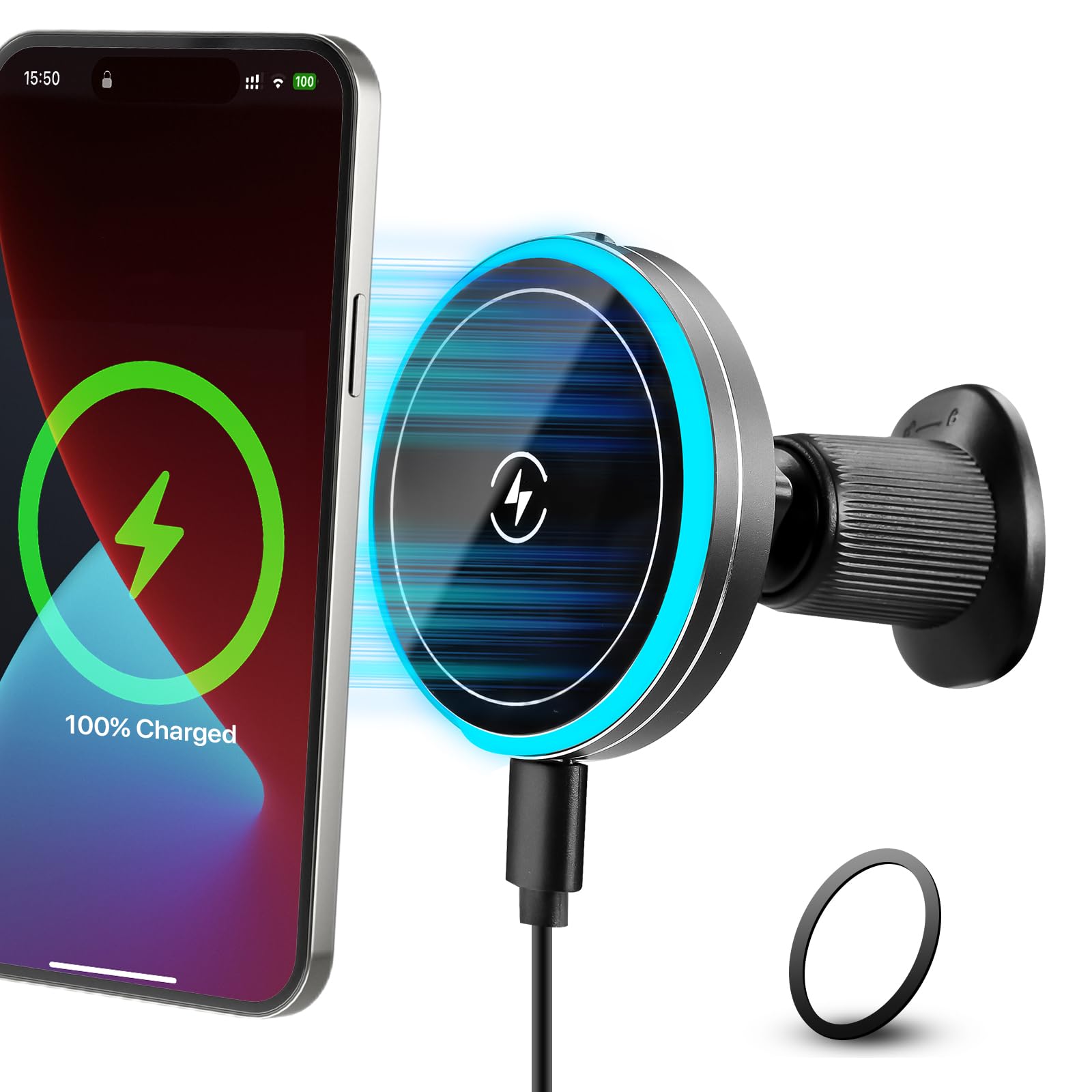 for 15W MagSafe Car Mount Charger,Magnetic Wireless Car Charger for iPhone 16/15/14/13/12 Series, Auto- Magnetic Tight Phone Hol