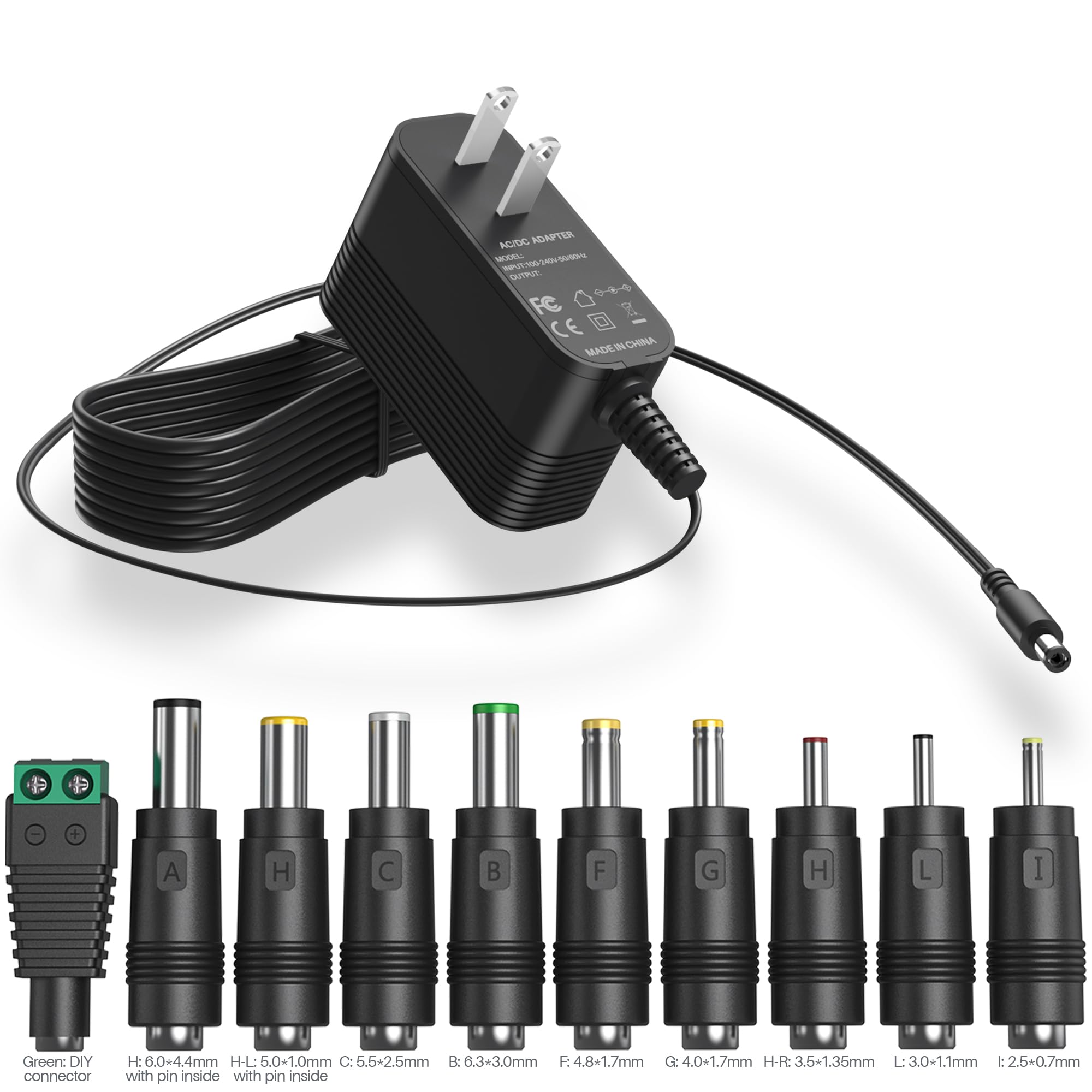 9V Power Supply Ac Adapter Dc 9V Power Cord Universal Power Adapter 9V Charger With 10 Interchangeable Jacks Compatible With 100