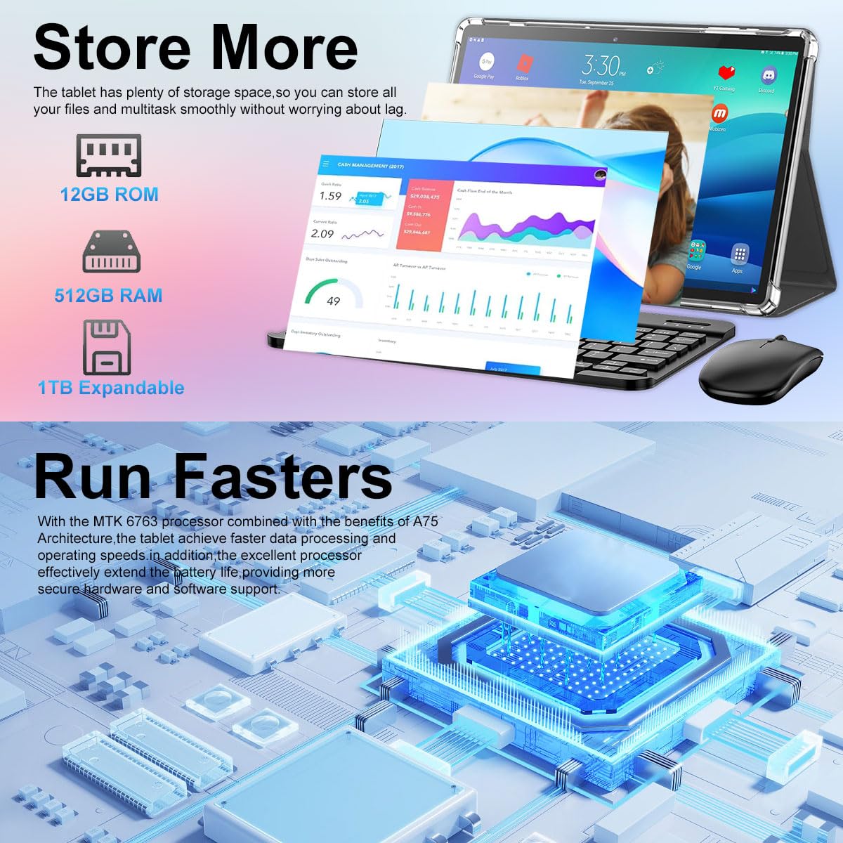 Crelander 10.1 Inch Android 13 Tablet With Sim Card Slot 4G Lte Calling,12Gb+512Gb, 8000Mah Battery, Dual Camera, Bluetooth/Wifi