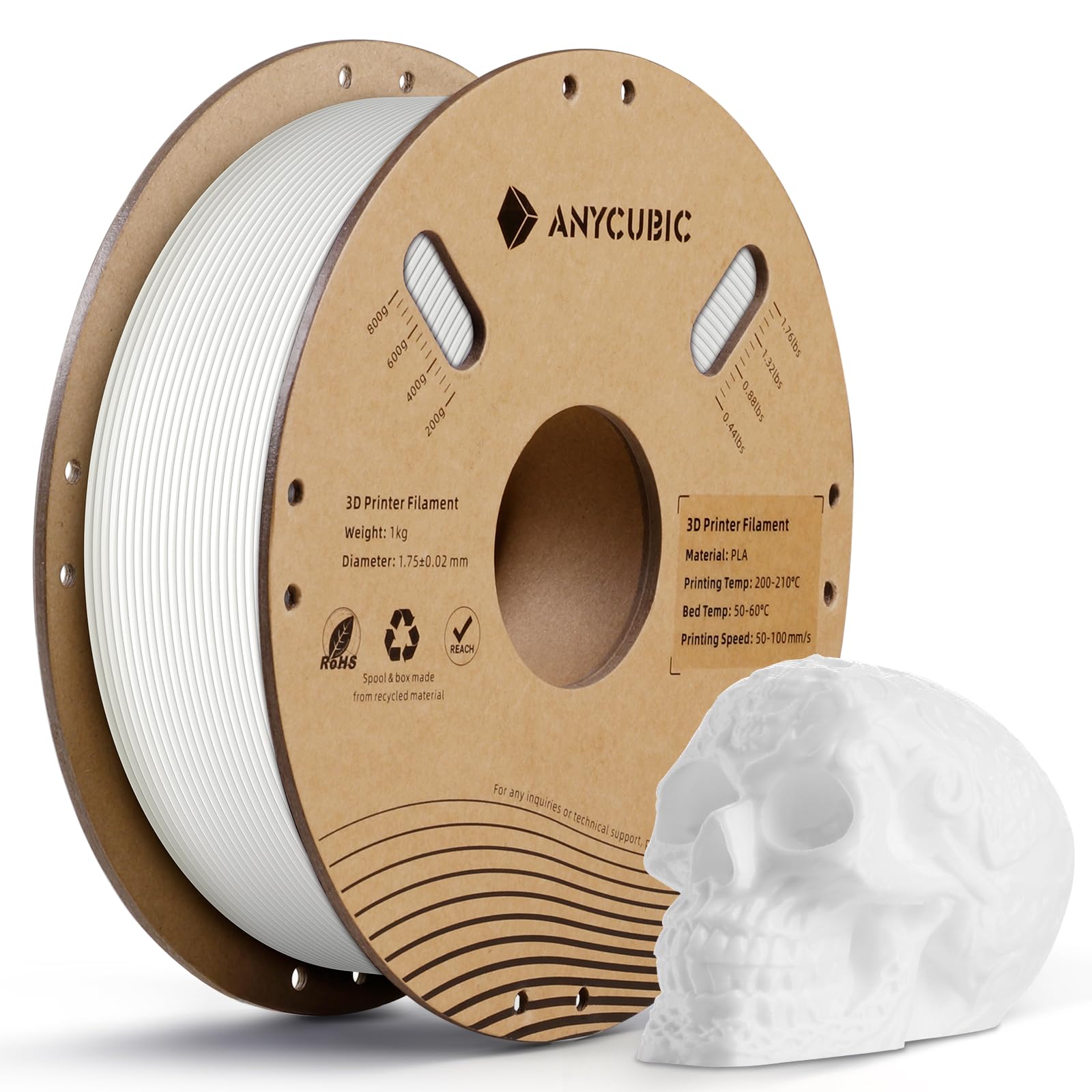 Anycubic Pla 3D Printer Filament, Rfid 3D Printing Pla Filament 1.75Mm Dimensional Accuracy +/  0.02Mm, 1Kg Spool (2.2 Lbs), Bri