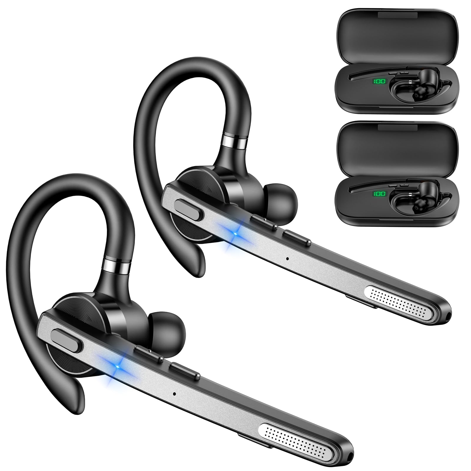 Bluetooth Headset 2 Pack V5.1 72H Talktime Wireless Headset for Cellphone