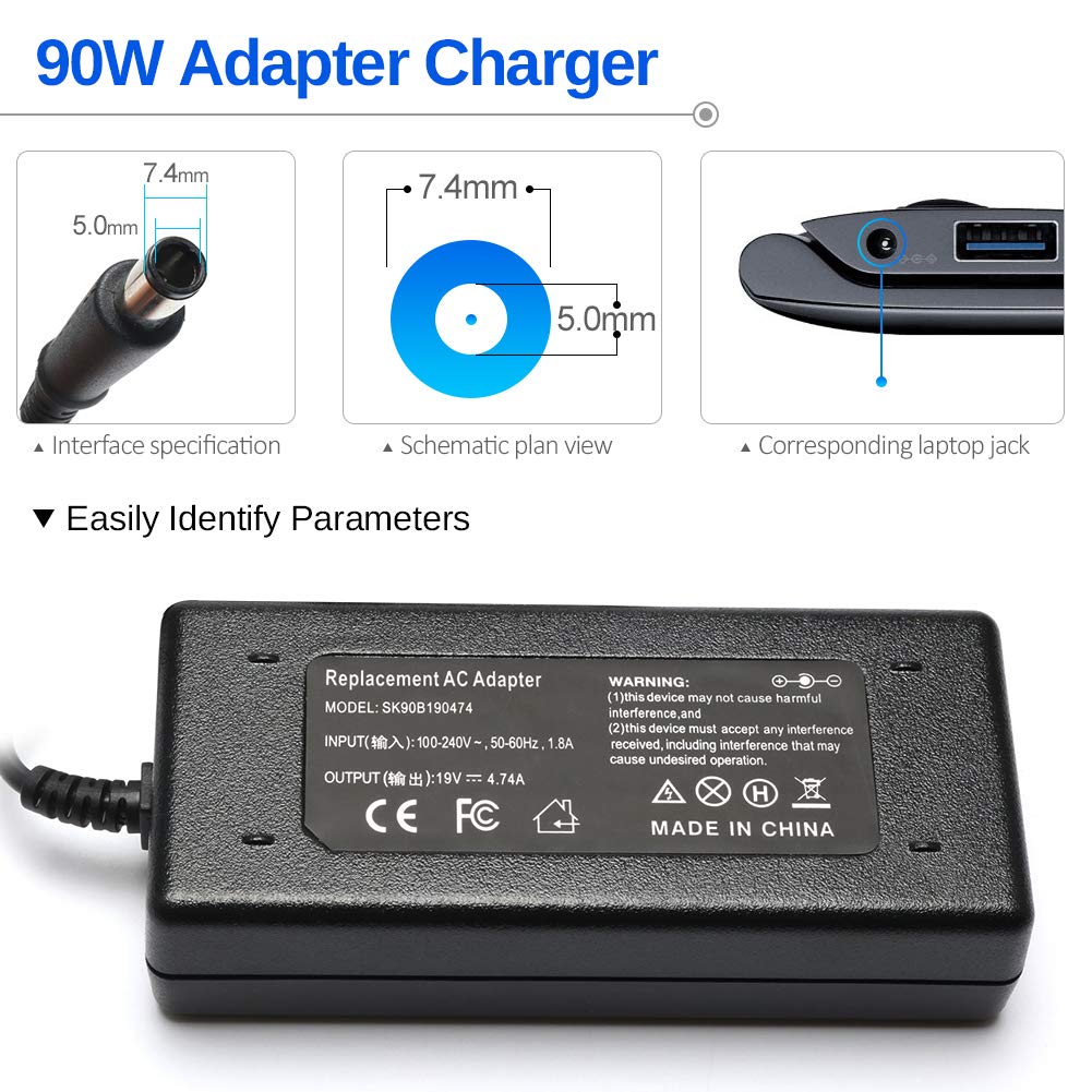 90W Laptop Charger For Hp Elitebook 8570P 6930P 8440P 8460P 2540P 2560P 8560P 8540W 8470P 2570P 8540P 2760P 8530W Hp Pavilion G4