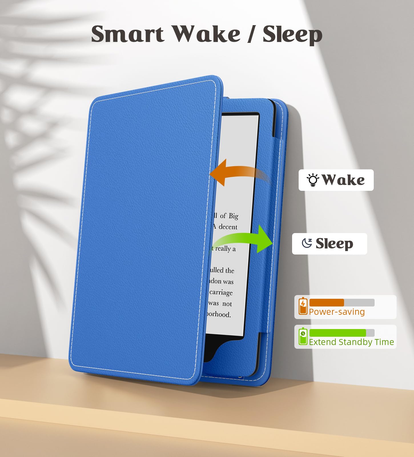 MoKo Case for 7'/6.8' Kindle Paperwhite(12th/11th Generation 2024/2021) and Kindle Colorsoft Signature Edition, Slim PU Shell Cover Case with Auto Wake/Sleep for Kindle Paperwhite 2024, Blue