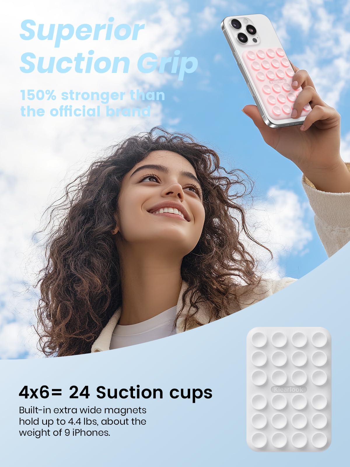 2Pack Magnetic Suction Phone Mount For Magsafe Case, Sticky Phone Grip Holder For Iphone, Removable Hands-Free Selfie/Video For