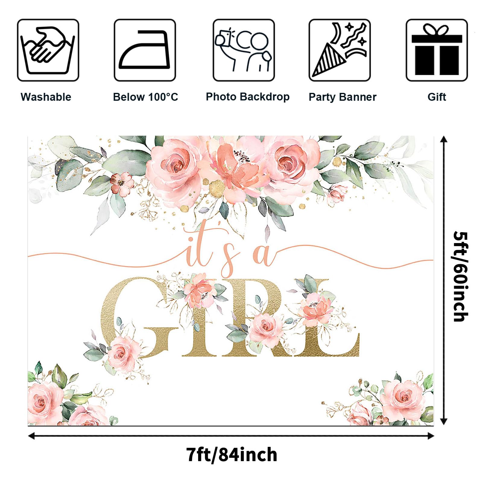 Avezano Blush Pink Floral Baby Shower Backdrop For Girls Baby Shower Photography Background It'S A Girl Baby Shower Decorations