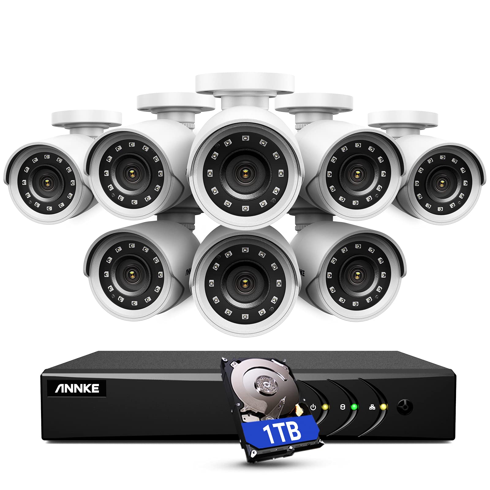 Annke 3K Lite Wired Security Camera System With Ai Human/Vehicle Detection, H.265+ 8Ch Surveillance Dvr With 1Tb Hard Drive And 8 X 1080P Hd Outdoor Cctv Camera, 100 Ft Night Vision, Remote Access