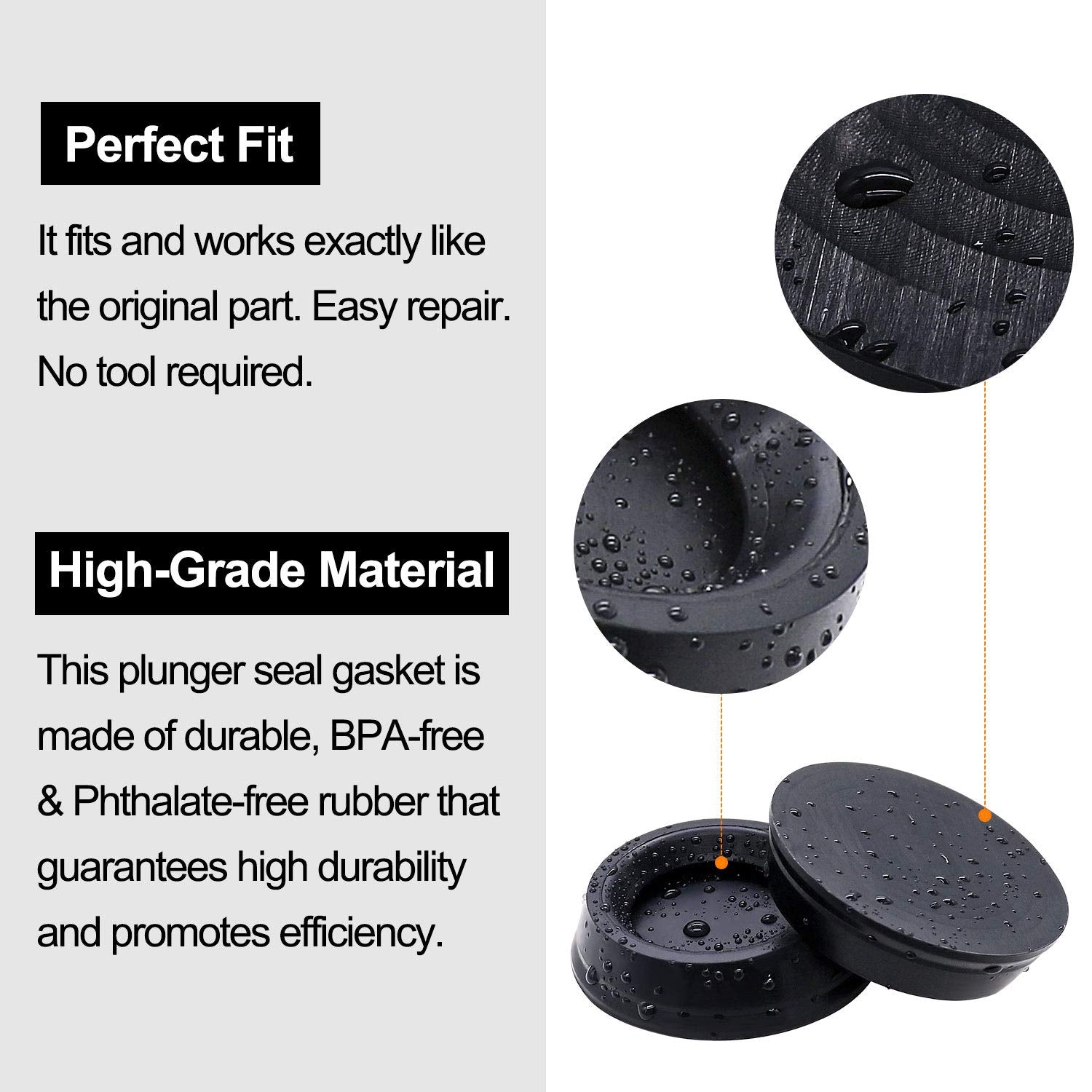 Ami Parts Plunger Rubber Gasket Replacement Part For Aeropress Coffee And Espresso Maker (2Pc)