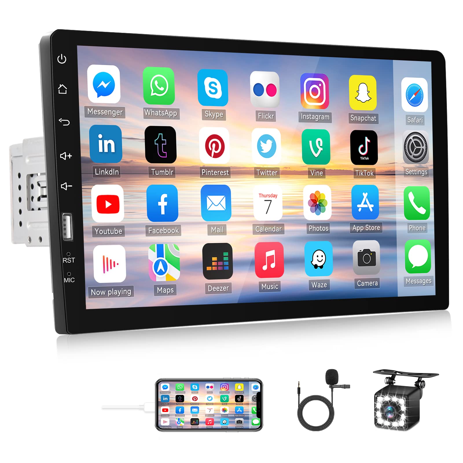 Single Din Car Stereo With Bluetooth 9 Inch Hd Touch Screen Car Stereo With Backup Camera + External Microphone + Fm Mp5 Player Car Audio Receivers Support Mirror Link Swc Usb Eq Car Radio