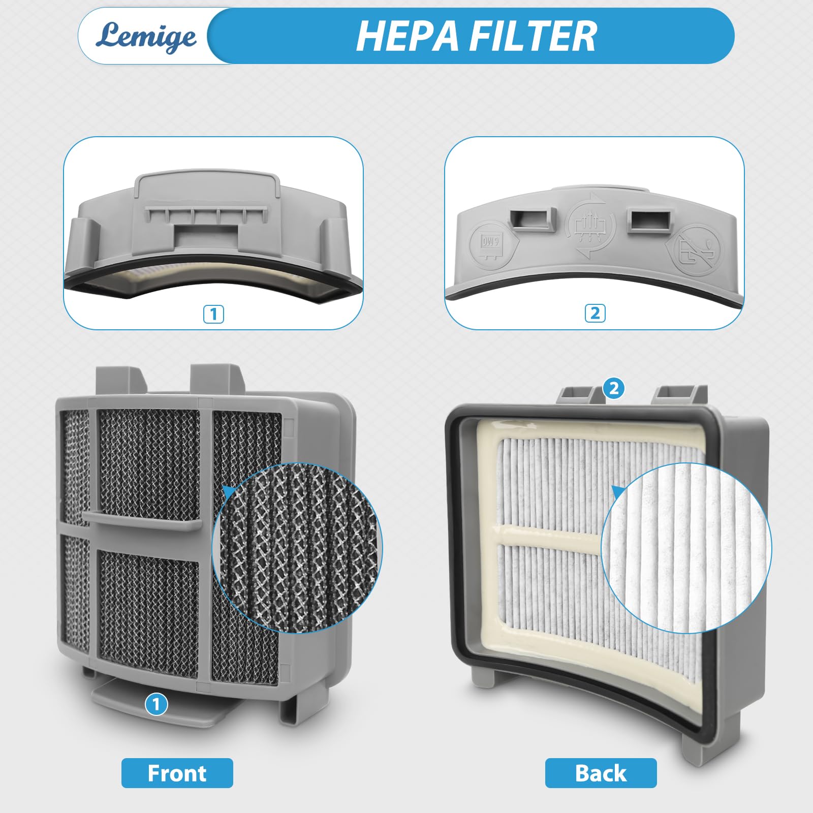 Lemige 3418 3402 3774F Filter For Bissell Surfacesense 3418 3415 Pet Hair Eraser 3774F 3774 3774G 3775 Multiclean 3402 3409 Powe