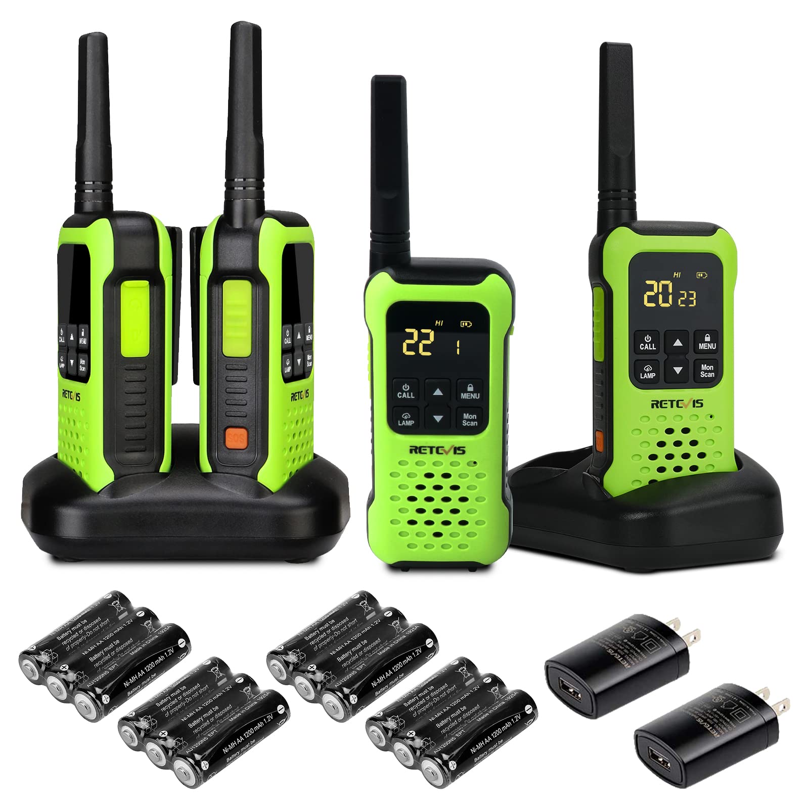 Retevis Rt49P Waterproof Two Way Radio, Ip67 Walkie Talkies Floatable, Rechargeable 2 Way Radio For Adults, Vox, Noaa, Flashlight, Sos, For Kayaking, Fishing 4 Pcs Green