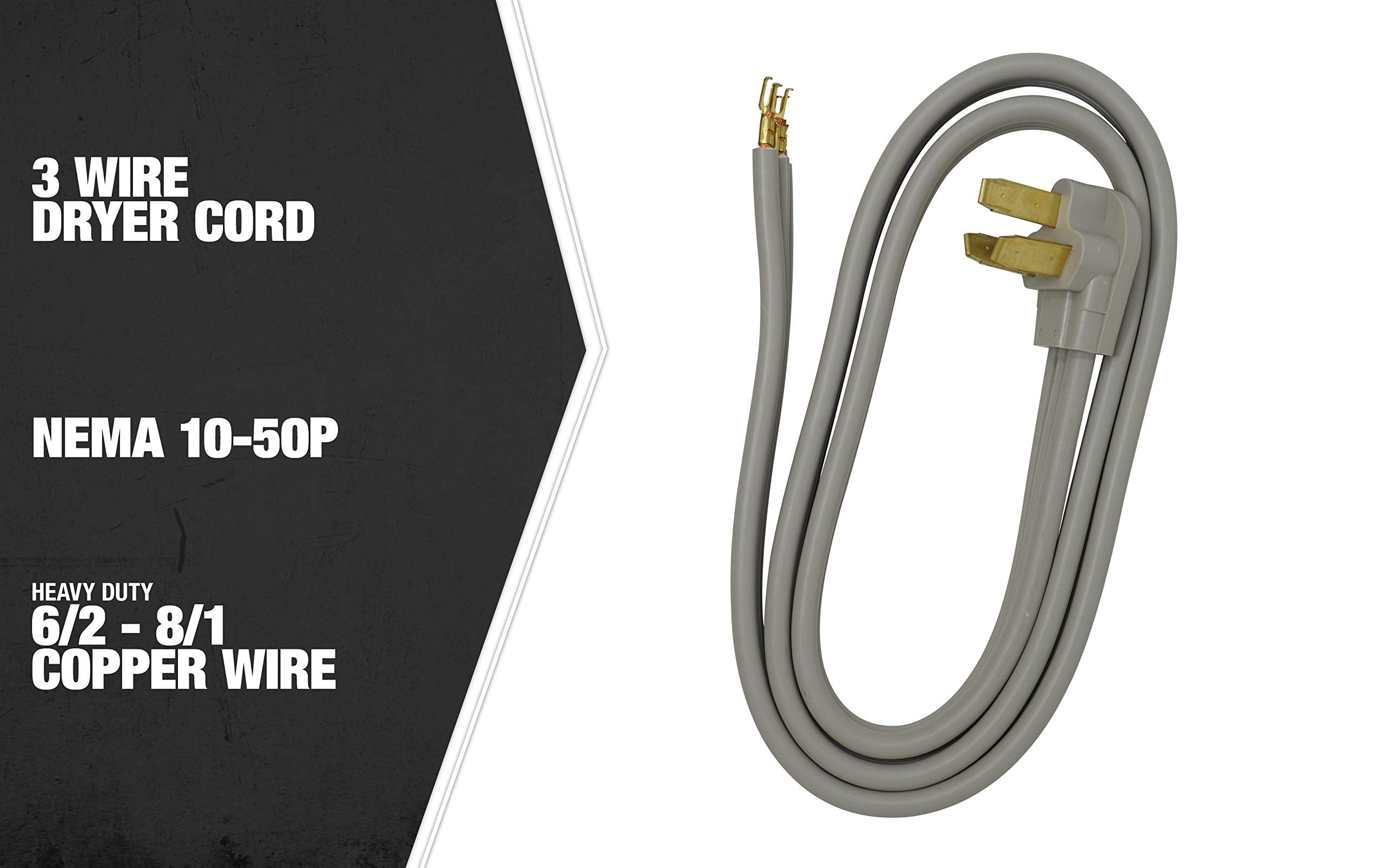 Woods 90168809 50 Amp 3 Wire Range Power Cord; 6 Foot; 6'; Yellow