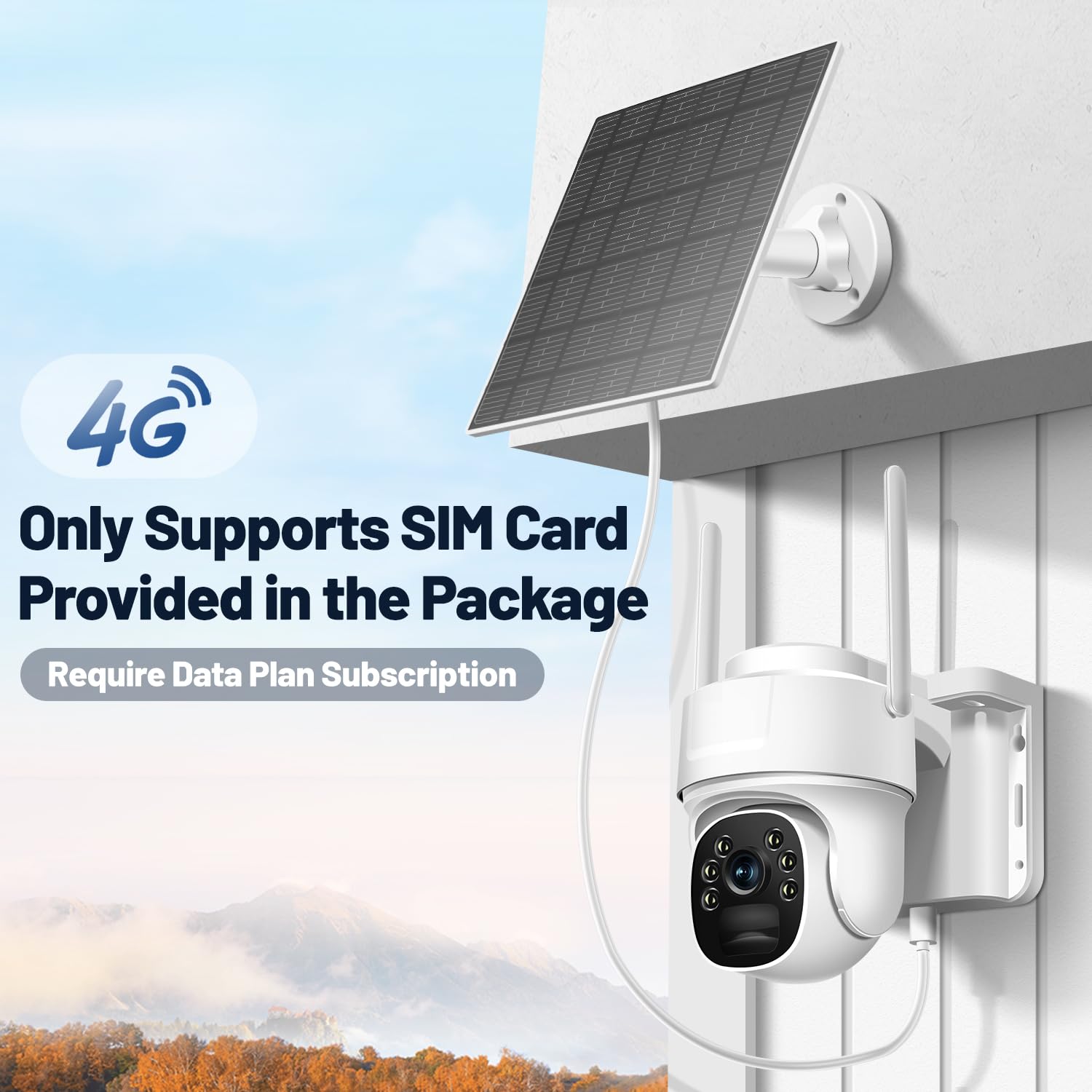 Runofast 4G Lte Cellular Security Camera, No Wifi Solar Powered Camera Includes Sim Card,Pan Tilt,Wireless,2K Hd Night Vision,2