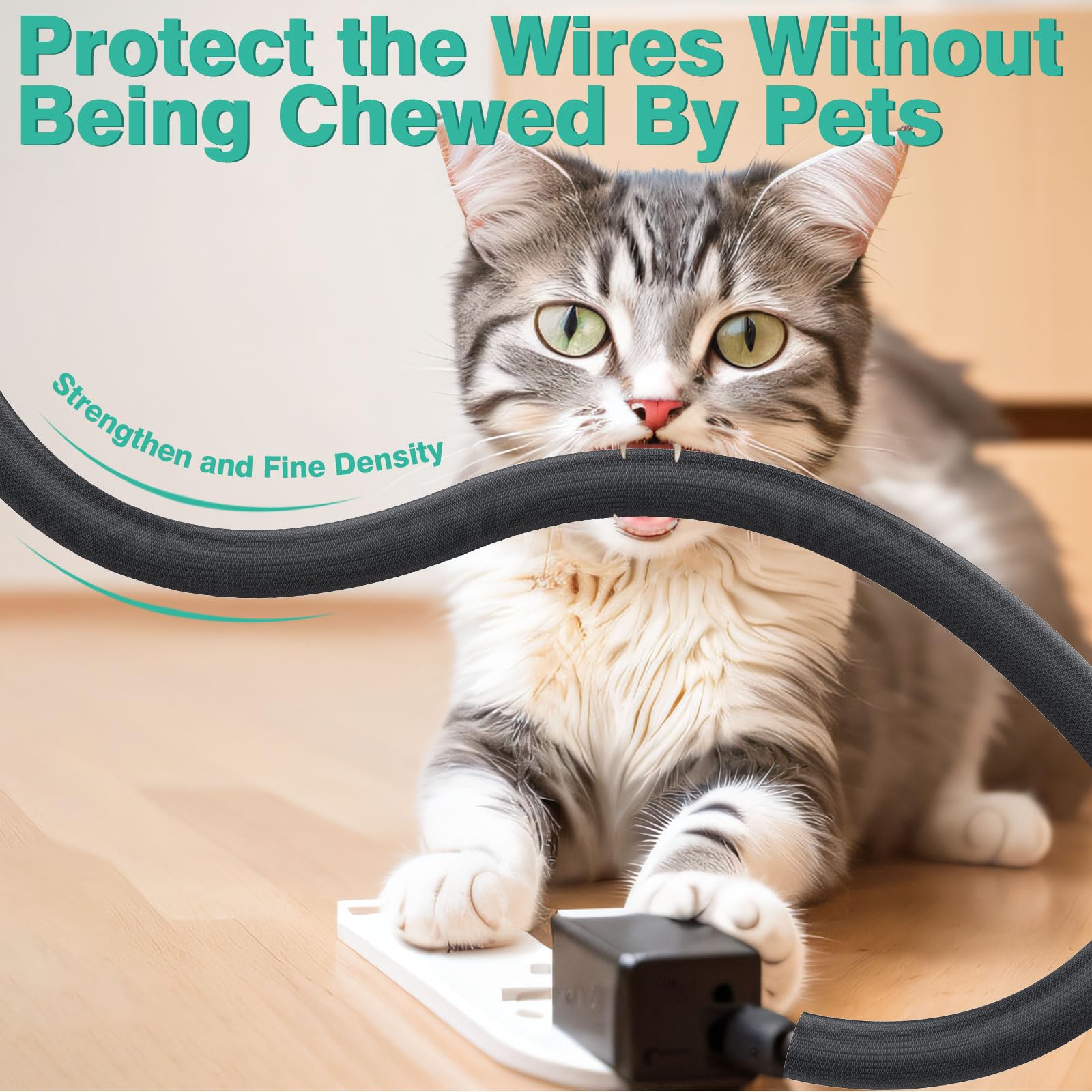 Uomtfai Dog Cat Cord Protector 10Ft   1/2Inch, Flexible Cable Sleeve For Easy Cord Management, Protects Cables From Pets Chewing