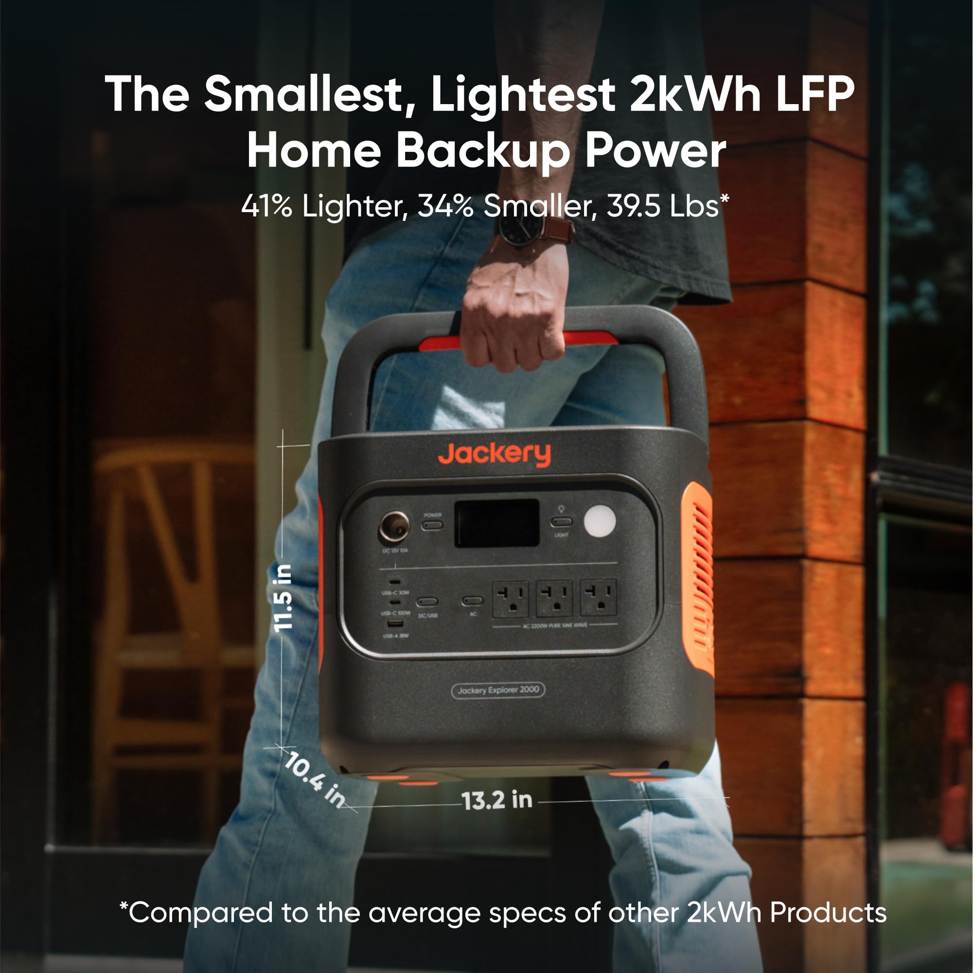 Jackery Explorer 2000 V2 Portable Power Station With Low Temperature Resistant Bag, 2042Wh/2200W Lifepo4 Battery, Usb C 100W Fas