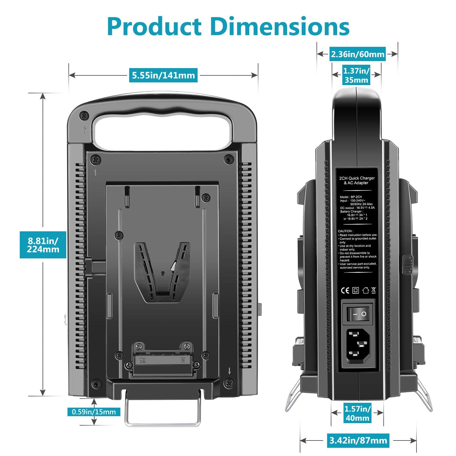 Neewer V Mount/V Lock Dual Channel Battery Charger With Dc 16.5V Power Supply, Compatible With All V Mount Plates (Battery Not I