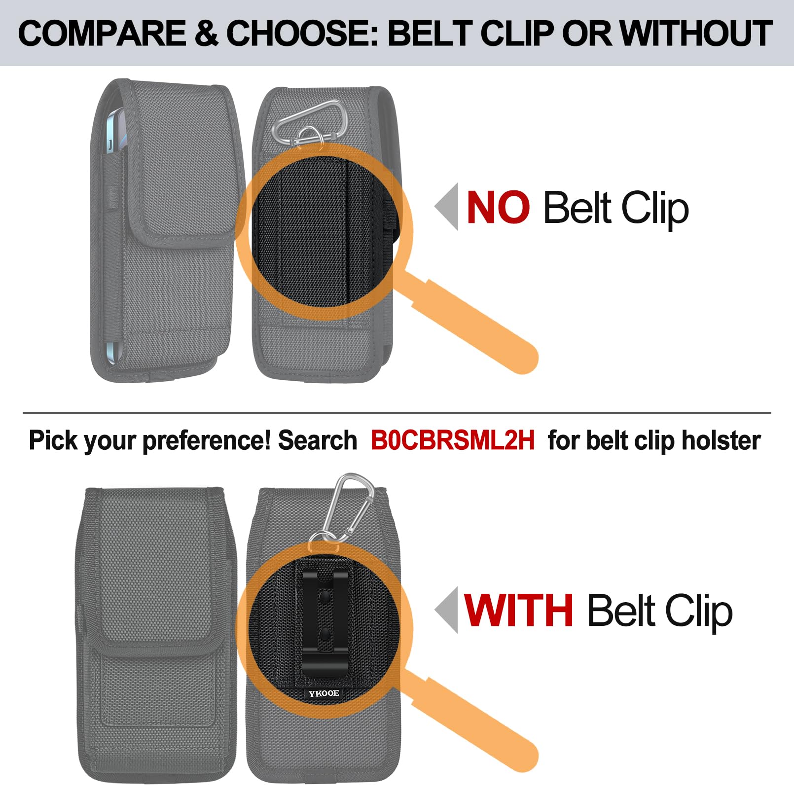 Ykooe Cell Phone Pouch Nylon Belt Holster Case Compatible With Iphone 16 Pro Max, 16 Plus, 15 Pro Max, 15 Plus,14 Pro Max,14 Plu