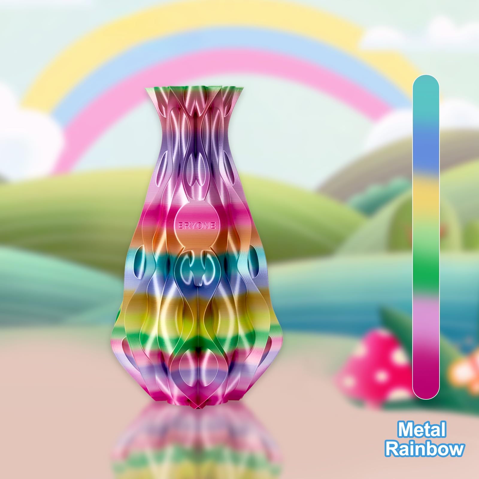 Eryone Metal Luster Silk Rainbow Filament Pla 1.75Mm For 3D Printer +/  0.03 Mm, 1Kg (2.2Lbs)/Spool