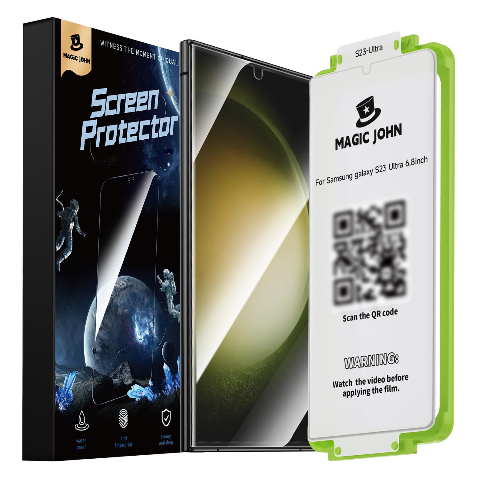 Magic John 2 Pack Screen Protector For Samsung Galaxy S23 Ultra   Ceramic Film, Fingerprint Id Compatible, Easy Installation, Sh