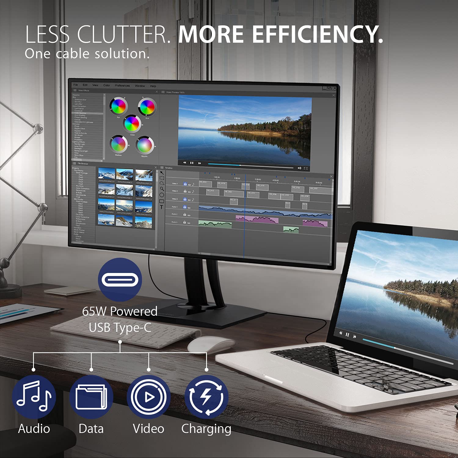 Viewsonic Vp2468A 24-Inch Ips 1080P Monitor With Advanced Ergonomics, 100% Srgb Rec 709, 14-Bit 3D Lut, Eye Care, 65W Usb C, Rj4