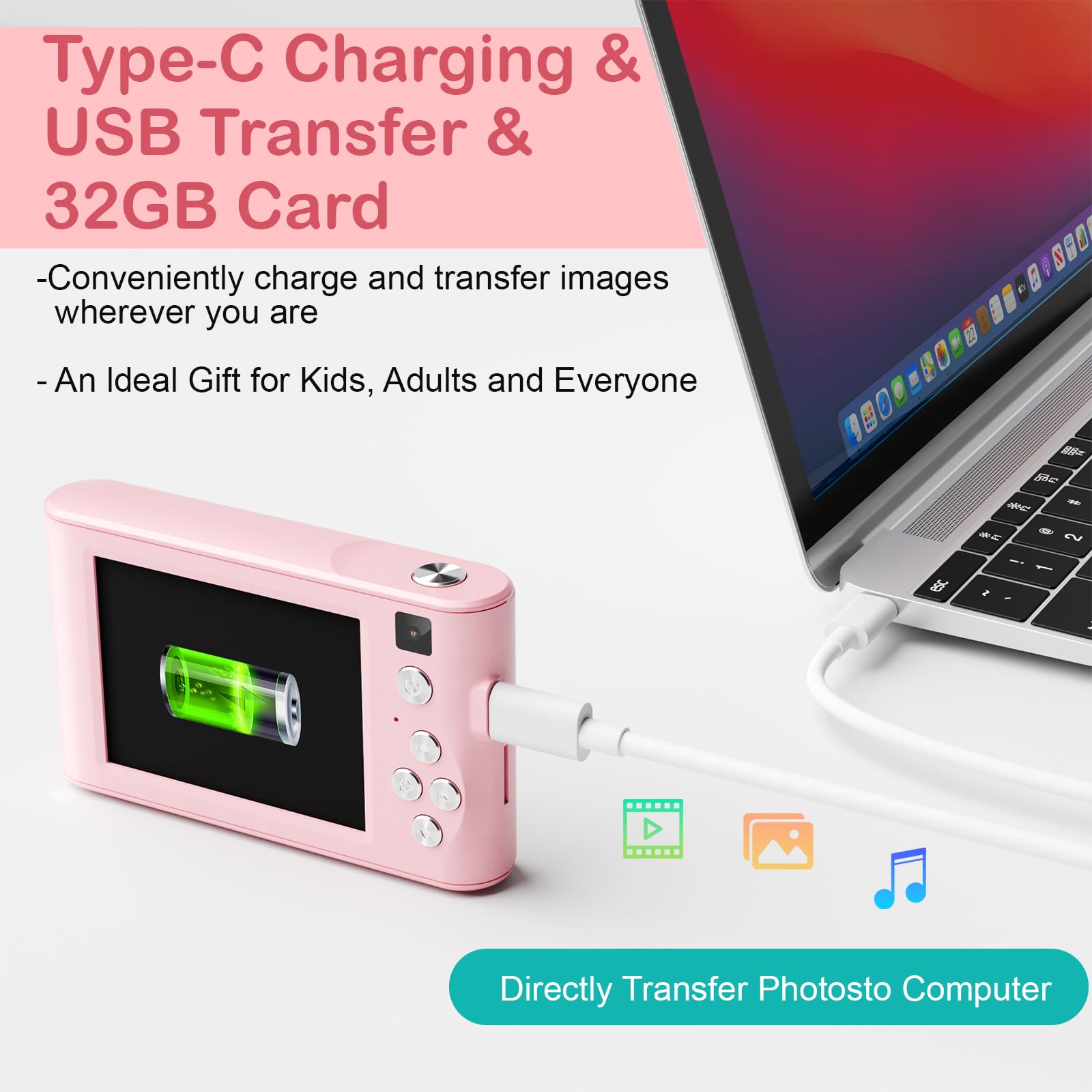 Diswoe Upgrade Kids Selfie Camera, Christmas Birthday Gifts For Girls Age 3 12, Hd Digital Video Cameras For Toddler, Portable T