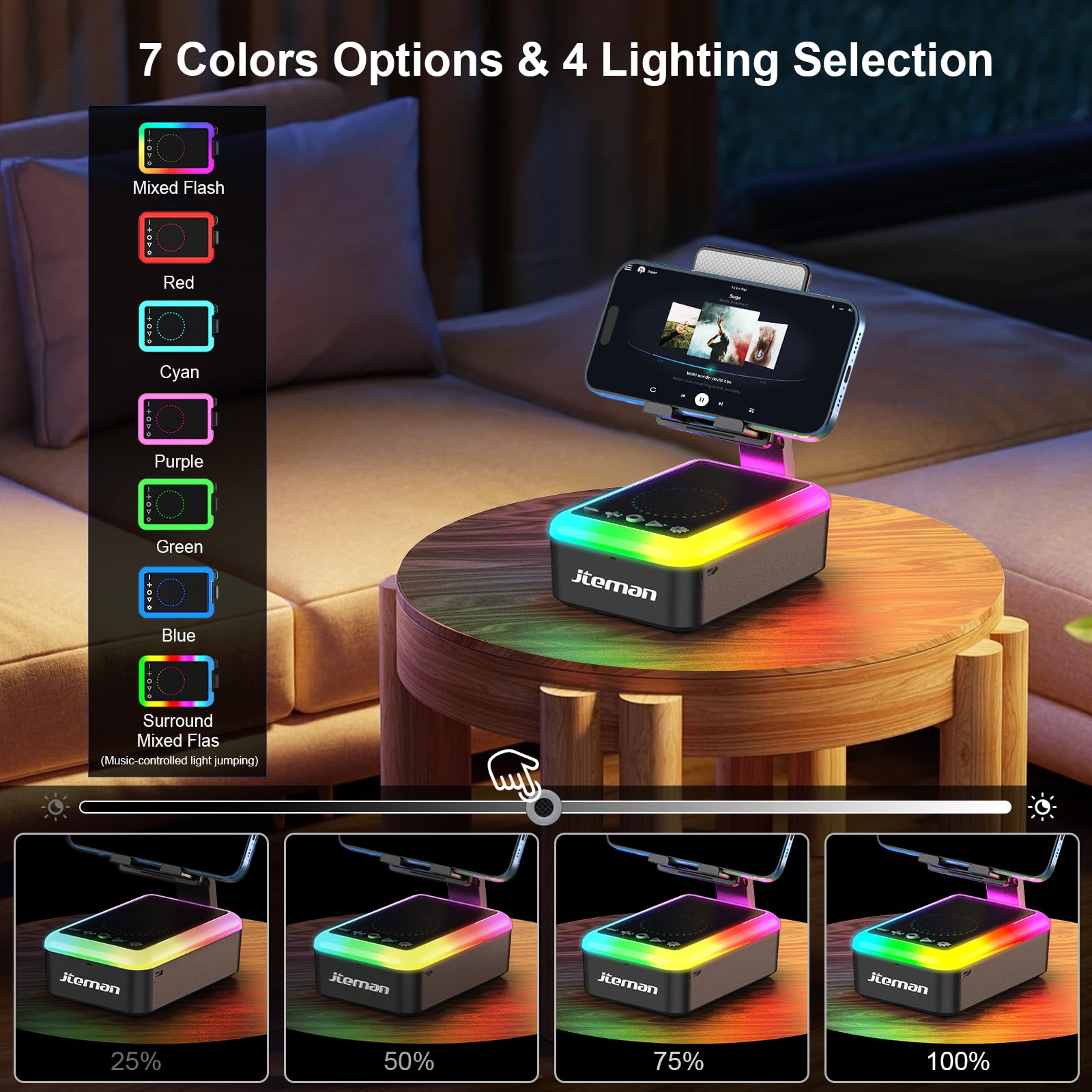 Gifts For Men Women, Cell Phone Stand With Bluetooth Speaker And Light, Portable Lanyard, Cool Tech Gifts For Dad Mom Husband, U