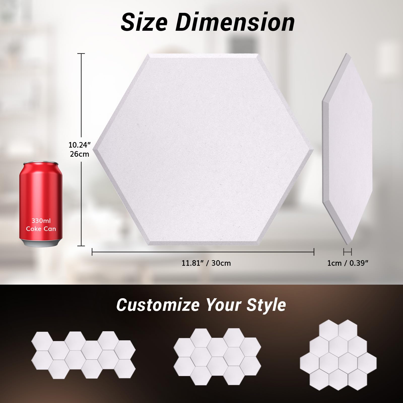 Tonor 18 Pack Hexagon Acoustic Panels, 12 X 10 X 0.4  White