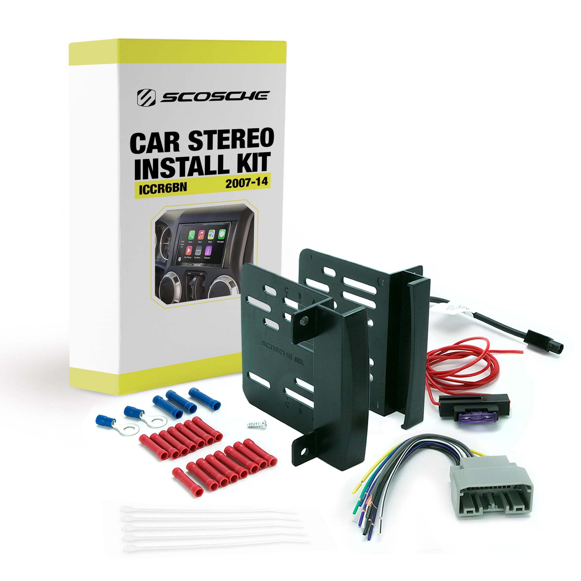 Scosche ICCR6BN Complete Double DIN Stereo Installation Kit for Select Non Amplified 2007 20 Chrysler, Dodge, Jeep, Mitsubishi, RAM and VW Vehicles   See Fit Guide in Images to Verify Your Vehicle