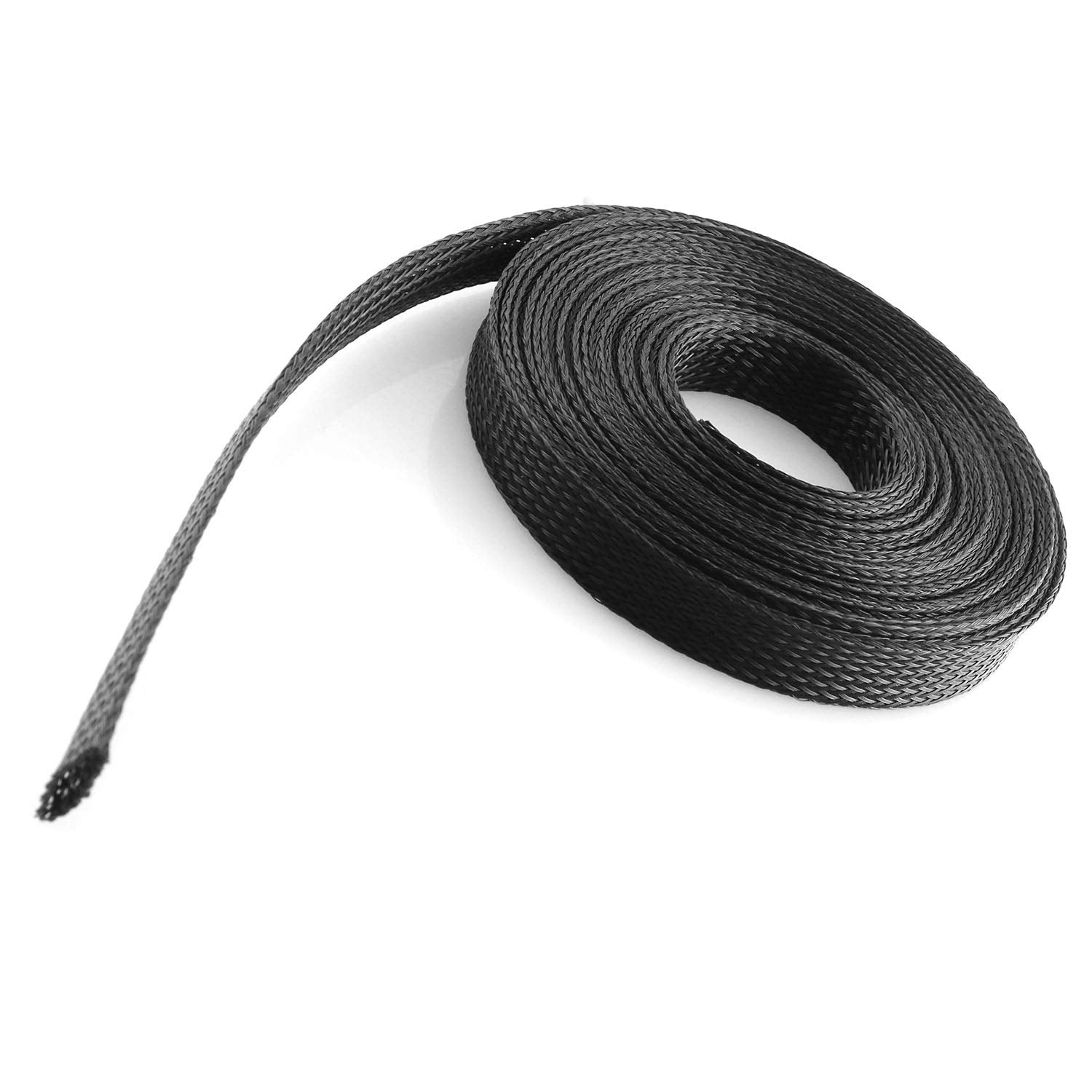 Dgzzi Braided Wire Sleeve 16.4Ft 1/2 Inch Flame Retardant Black Expandable Braided Cable Sleeving For Automotive Wire Audio Vide
