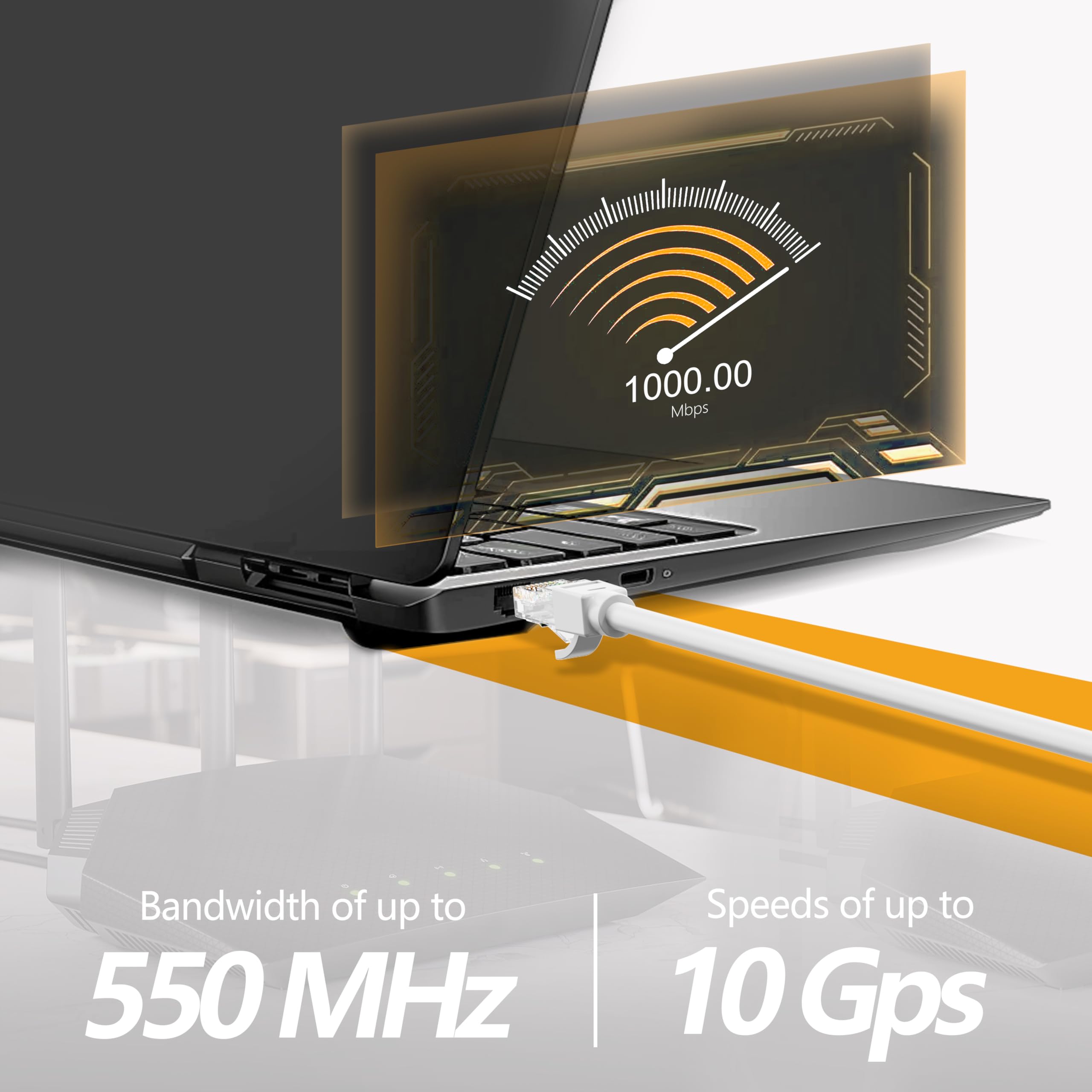 25 Ft Ethernet Cable For Cat5E/Cat6, 10Gbps 24Awg Cat6 Network Cable, Cca Direct Burial Cable, Utp, Lldpe, Rj45 Patch Lan Cord,