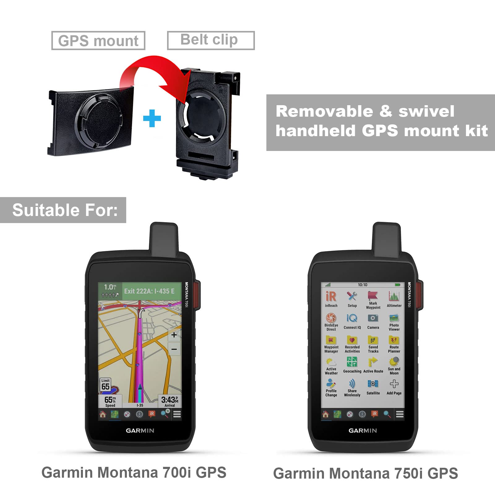 Iguerburn Belt Mount Clip For Garmin Montana 700I / 750I Handheld Gps (Not For Other Models, Not For Vehicle)