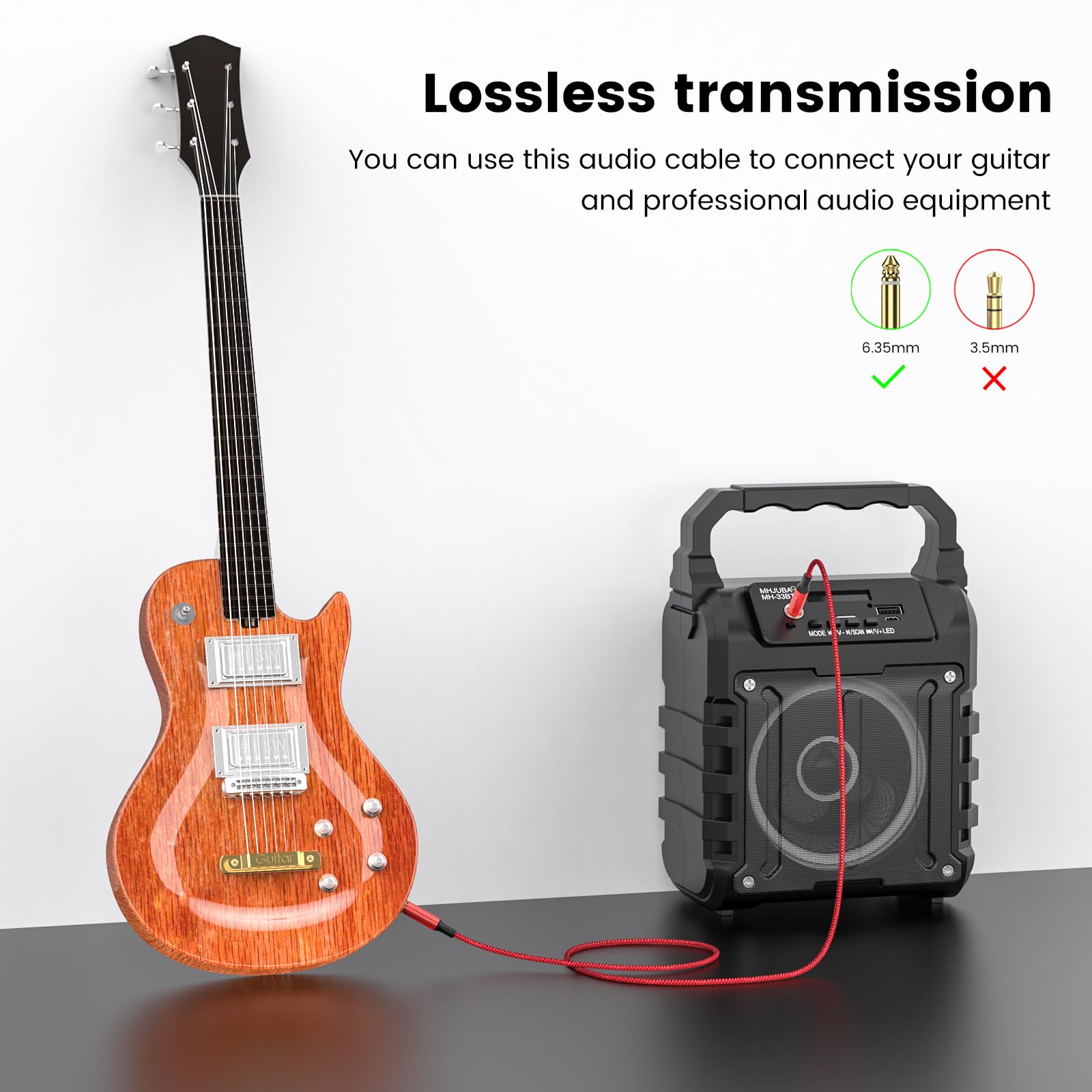 Moswag Guitar Cable 6.6Ft/2M Professional Guitar Cable Nylon Braided Instrument Cable For Electric Guitar, Bass, Amp, Keyboard,