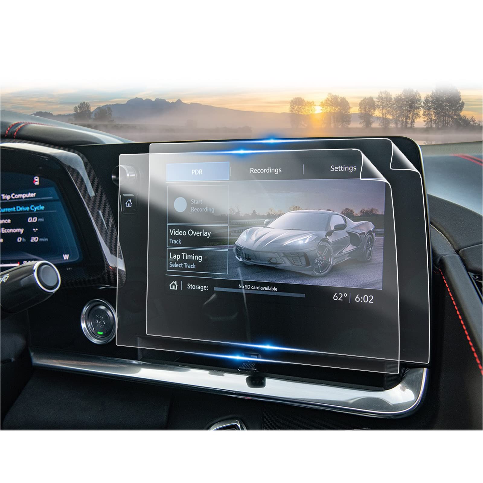 Cdefg 2Pcs For Chevrolet Corvette C8 Zr1 2022 2025 Screen Protector Touchscreen Cover For Chevy Corvette 2022 2023 2024 2025 Accessories Nano Foils (2Pcs)