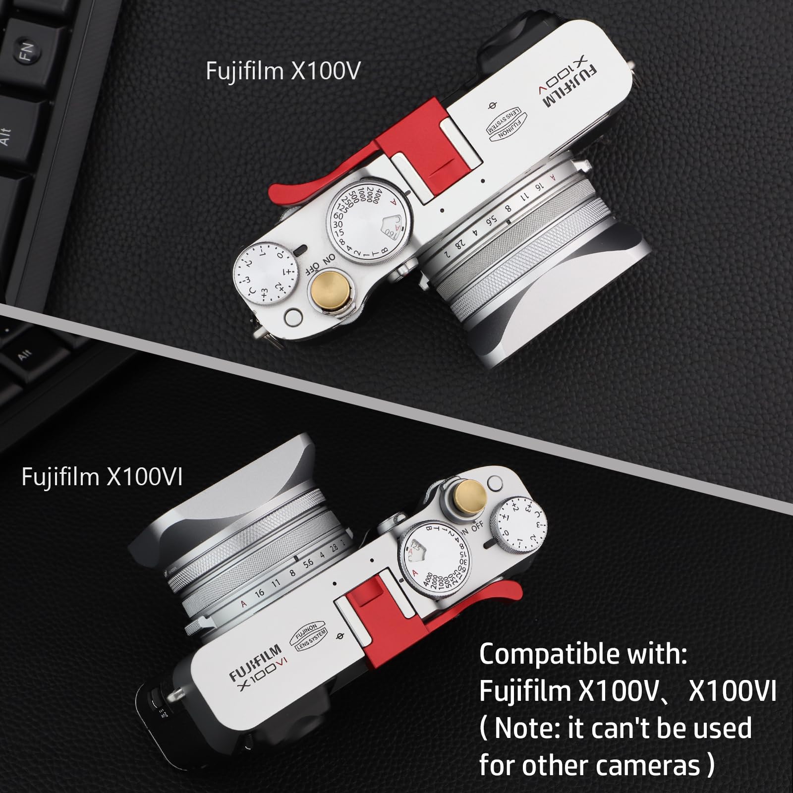 Haoge Thb X2R Metal Hot Shoe Thumb Up Rest Hand Grip For Fujifilm X100Vi Fuji X100V Camera Red