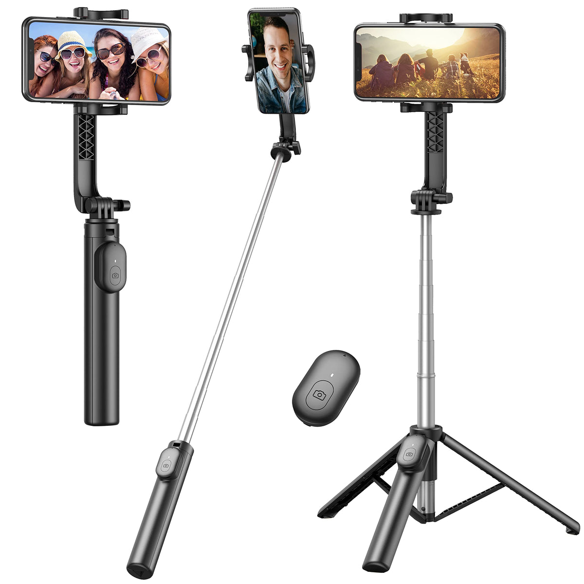Extendable Selfie Stick, With Wireless Remote And Phone Holder, Portable Tripod Stand For Group Selfie/Live Streaming/Video Reco