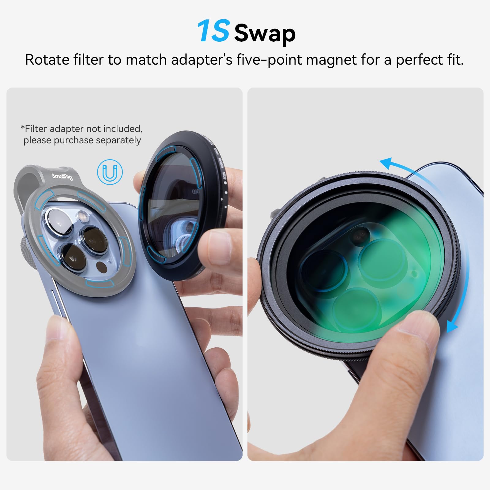 Smallrig 52Mm Magnetic Variable Nd Filter Nd2 Nd32 (1 5 Stops) No X Cross Hd Optical Glass Waterproof Scratch Resistant Magnetic